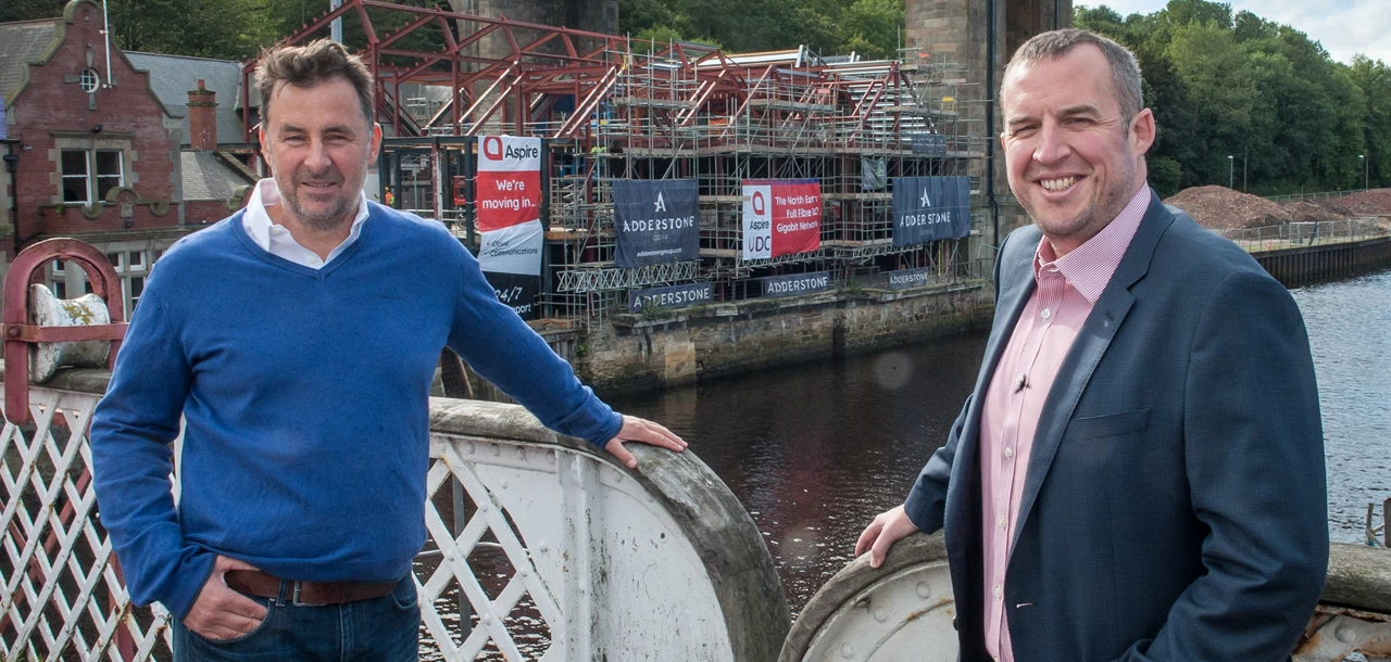 Chris Fraser, MD at Aspire Technology Solutions and Ian Baggett, CEO at Adderstone Group at the impressive Pipewell Quay site