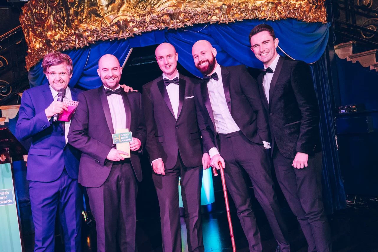 The Darlington Building Society Team collecting the Best Specialist Mortgage Provider prize at the British Bank Awards