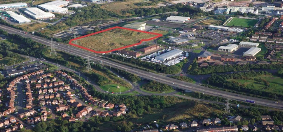 An aerial shot of the land being developed