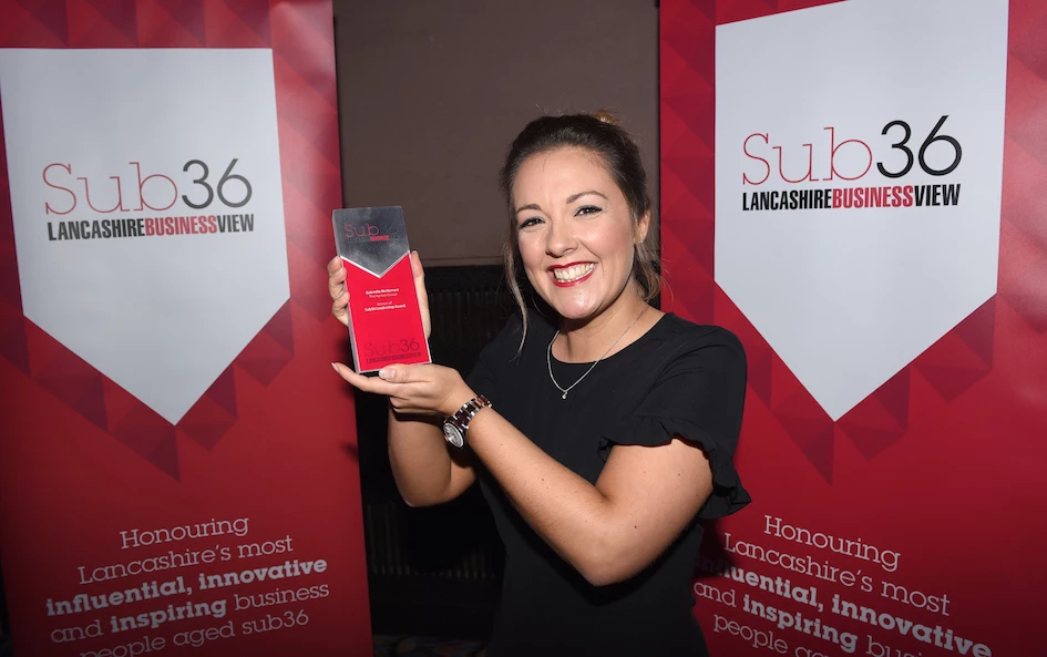 Gabrielle McNamara at Leonard Dews, winning her Leadership Award at Sub36