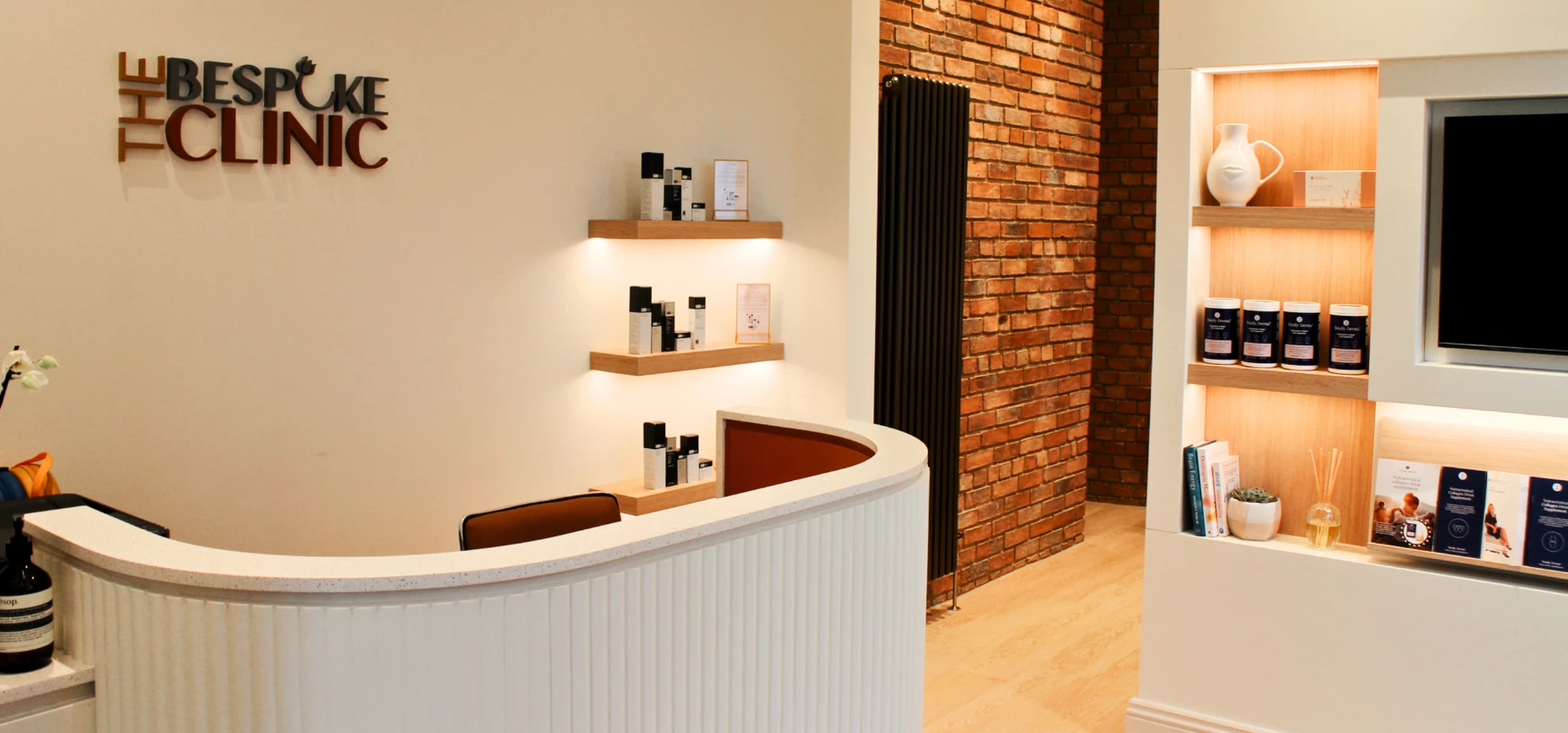 The reception desk at The Bespoke Clinic, located on Osborne Road in Jesmond.