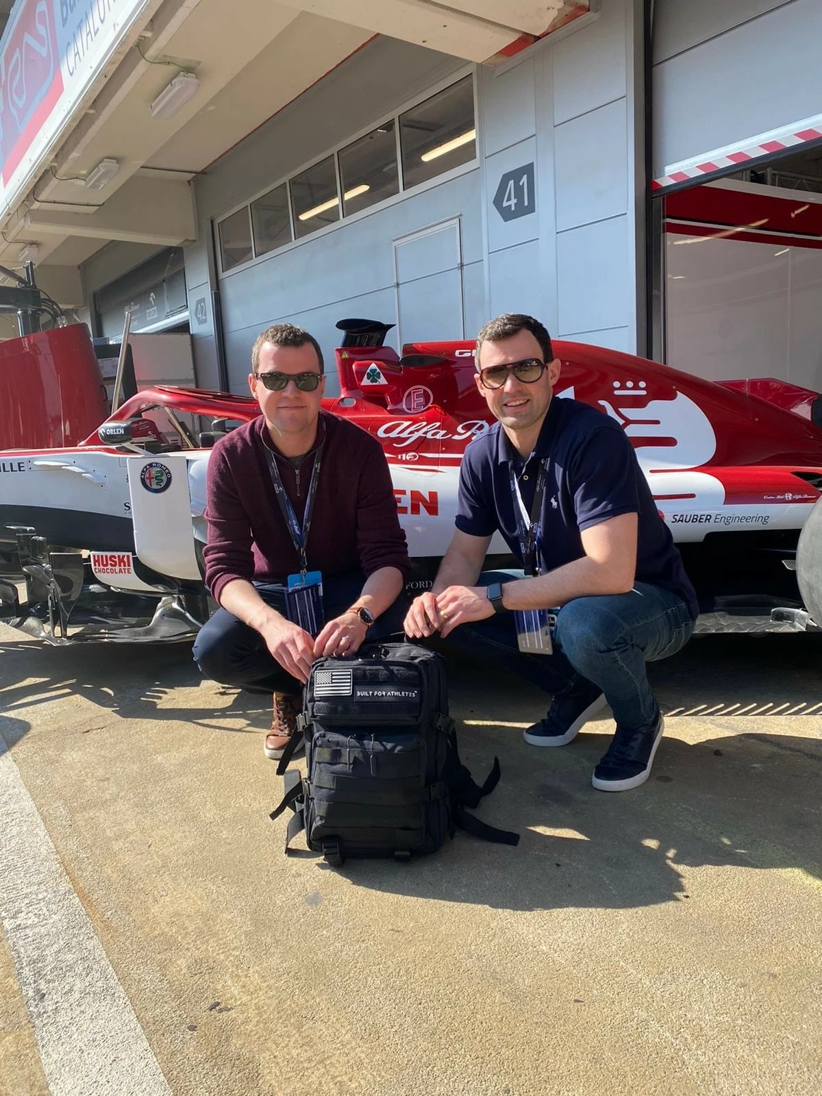 Danny and Nick Costello with the Alfa Romeo Racing ORLEN F1 Car