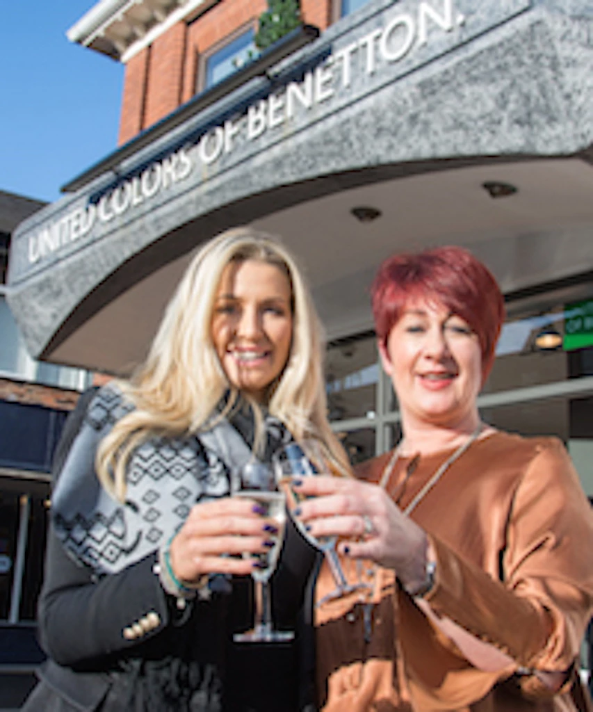 Real Housewives of Cheshire Star Leanne Brown Celebrates the Opening of Benetton Wilmslow with Store Director Clare Vaughan 
