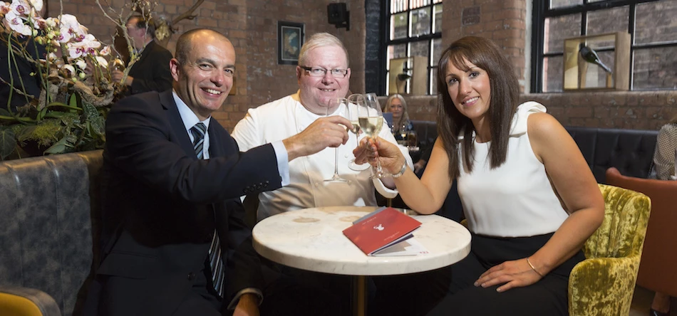 Chef Paul Askew (centre) with HSBC's Barry Millar and Andrea Swift