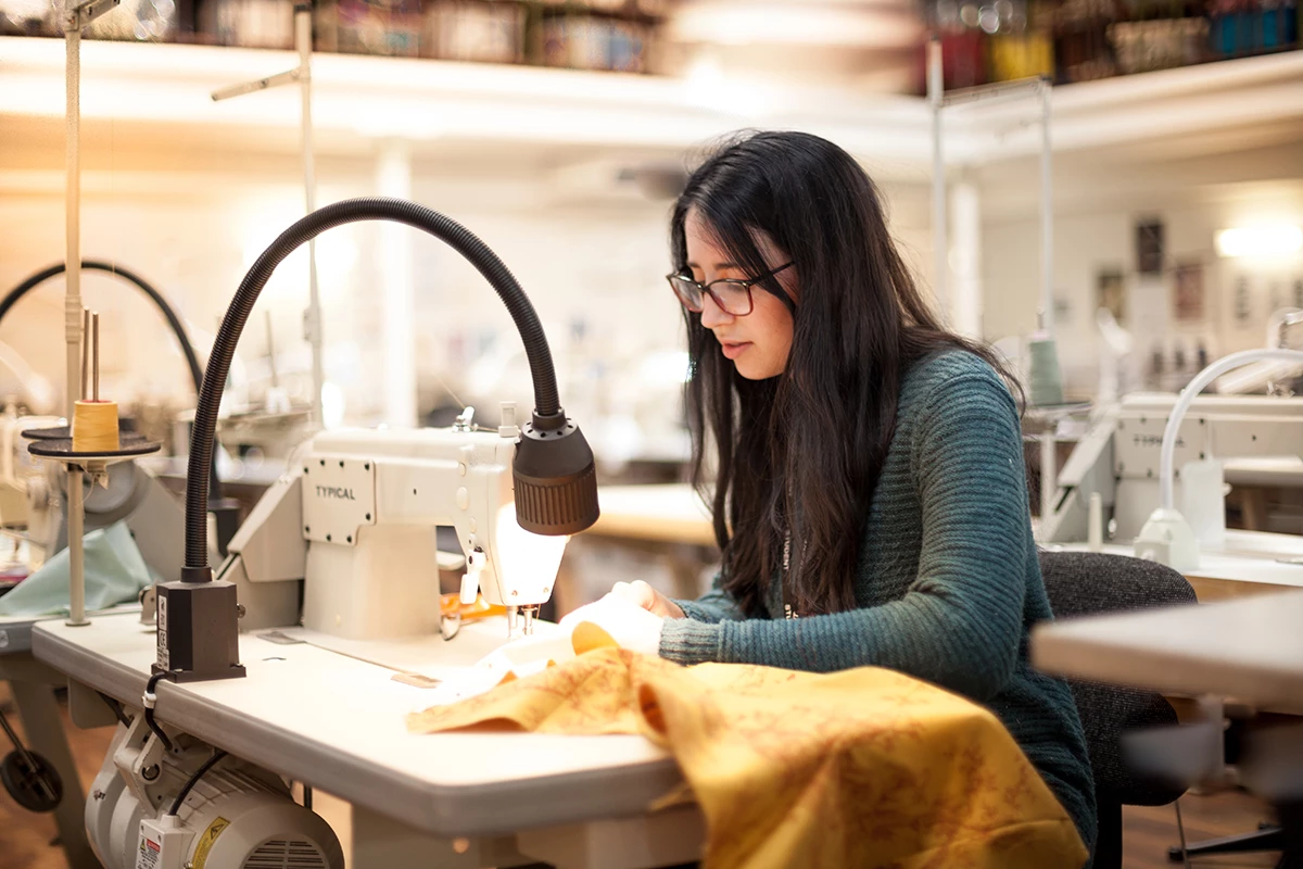 Nikki Lund working on the bodice for Kynren