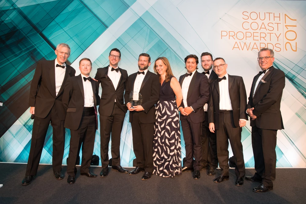 Vail Williams picking up their award for Client Service at the South Coast Property Awards