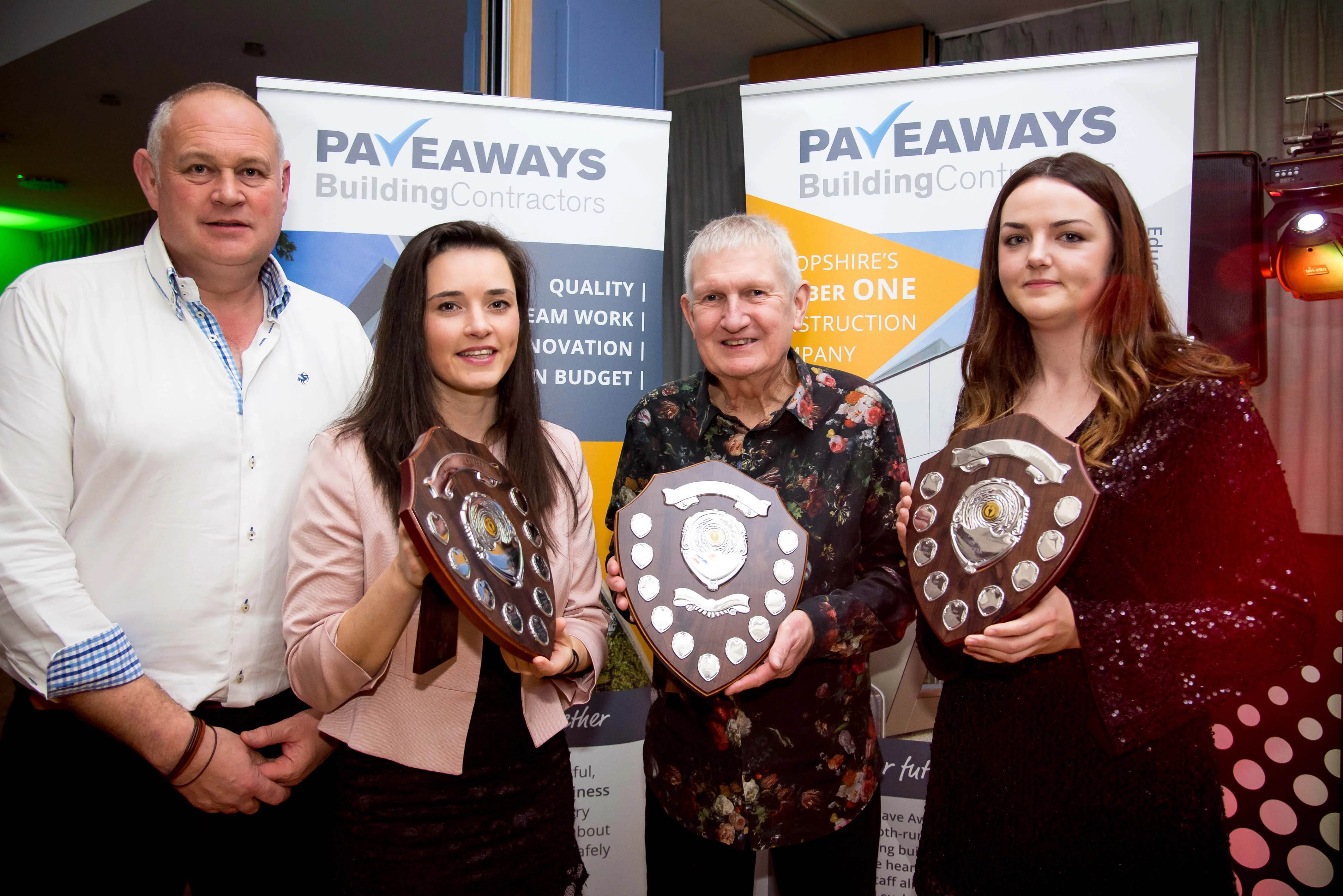  Award winners Victoria Ward, Andy Pagett and Corrie Ellis with Steve Owen