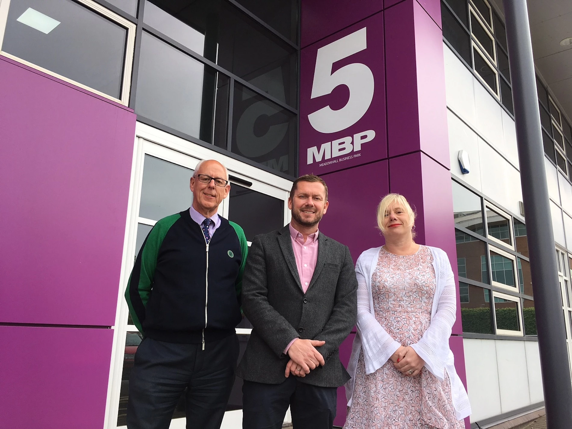 Robert Bryant, construction director at ARBA Group, Richard Burns, managing director at ARBA Group and Sue Wood, senior organiser at GMB Yorkshire and North Derbyshire.