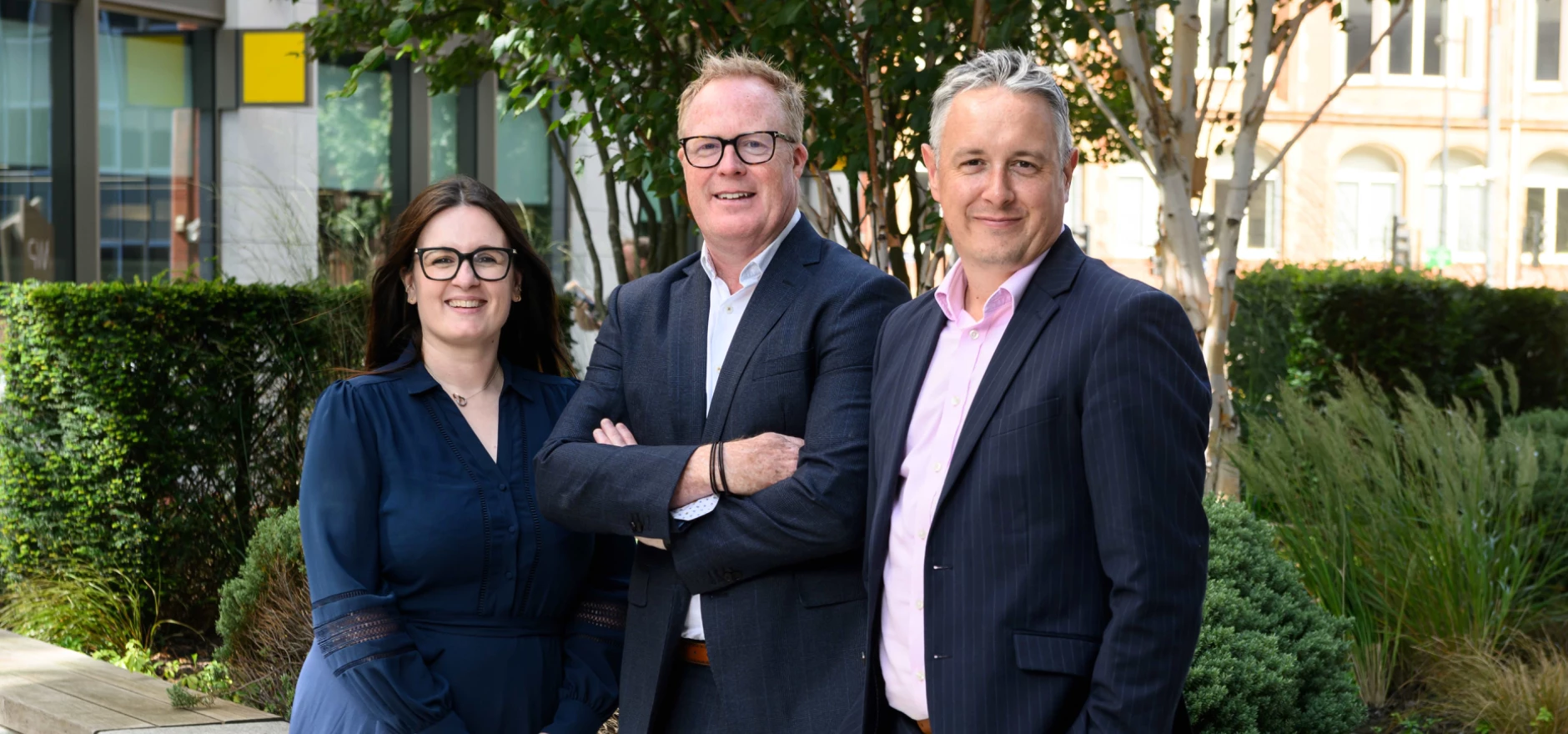 Pictured, from left to right, are Lauren McIlroy, head of VFF; Mark Bain, VFF partner; and James Hunt, head of Leeds office