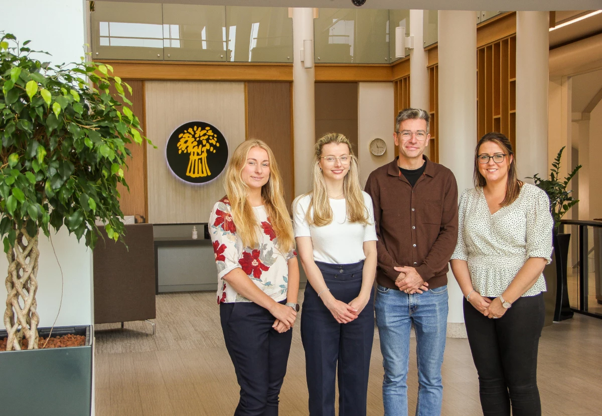 Left to right: NFU Mutual ESG Consultant Kay Henderson, NFU Mutual ESG Coordinator Charlotte Collins, Kingel Creative Director Kingsley Peters and Kingel Client Services Director Amy Thompson 