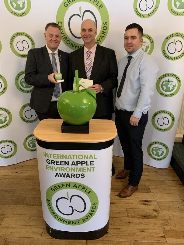 The Broadway Green Apple winners l-r General Manager Ian Ward, Deputy Centre Manager Dave Downes,Simon Bezushko, Site Services Supervisor