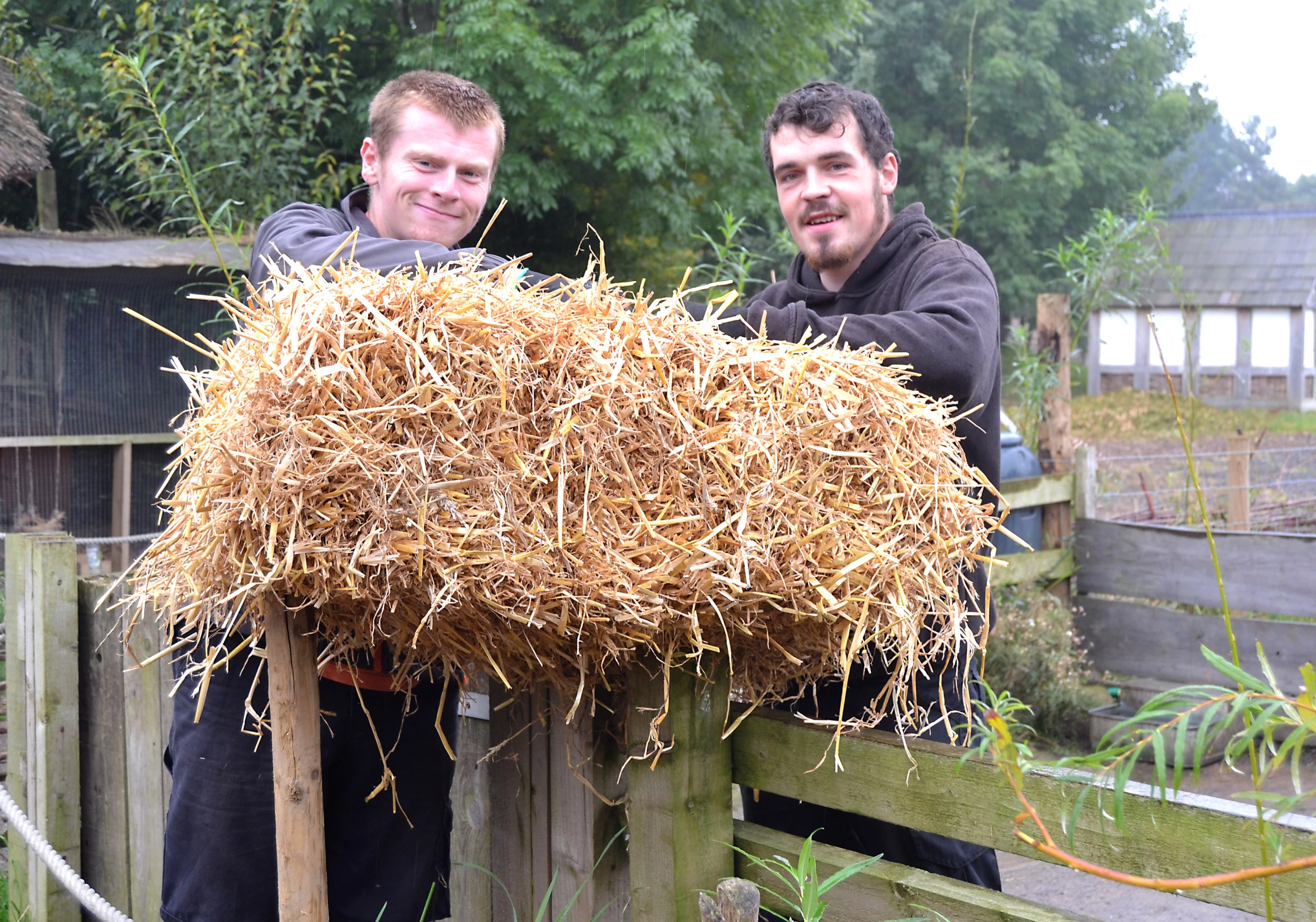 Ben Sisterson and Ben Hardingham working at Jarrow Hall Anglo-Saxon Farm, Village and Bede Museum