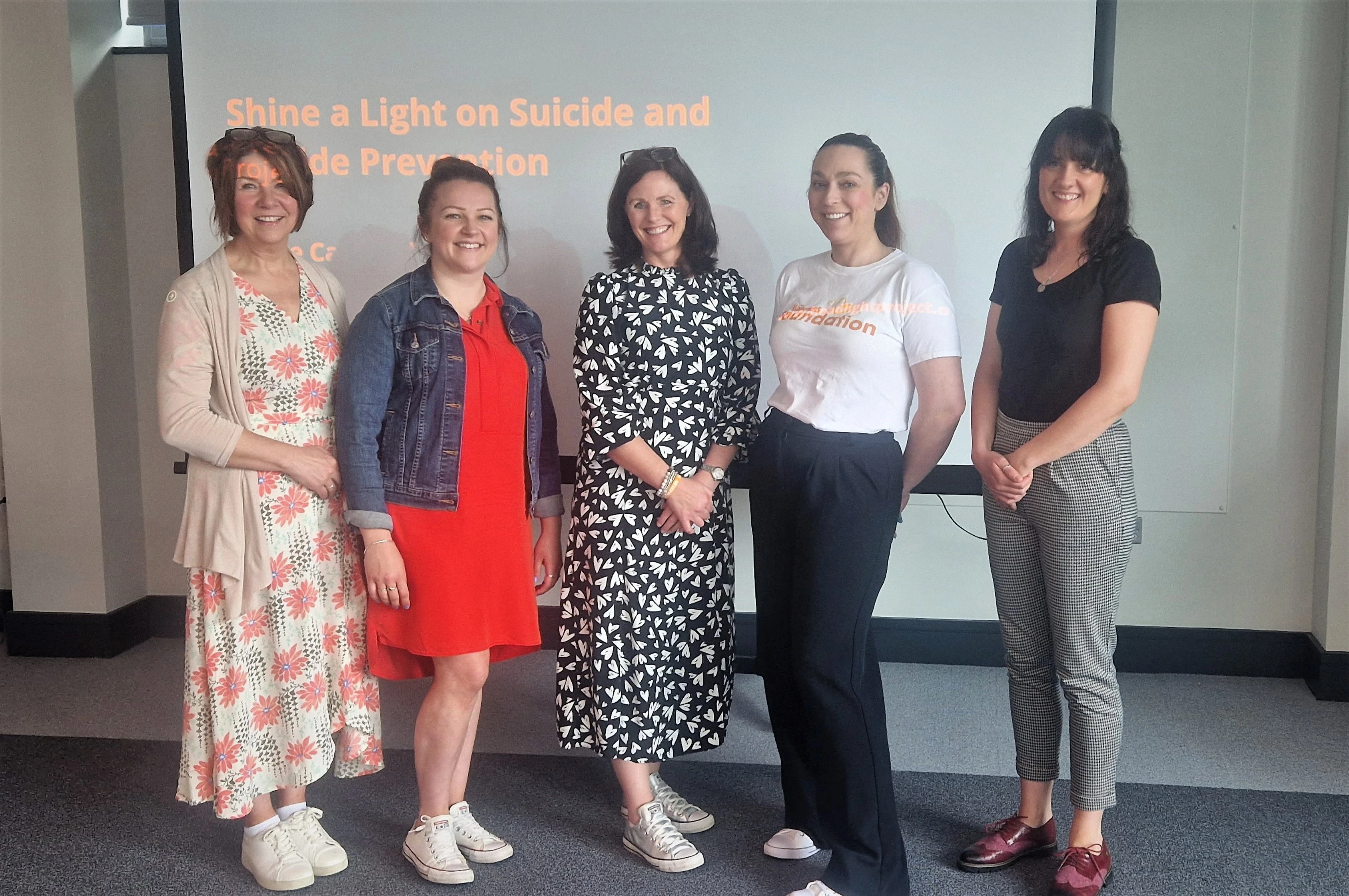 (L-R) Headlight Project counsellors Claire Cantwell and Katie Devereux, operations manager Suzanne Julian, Warburtons site coordinator Louise Cruddas and people advisor Lorna Heydon