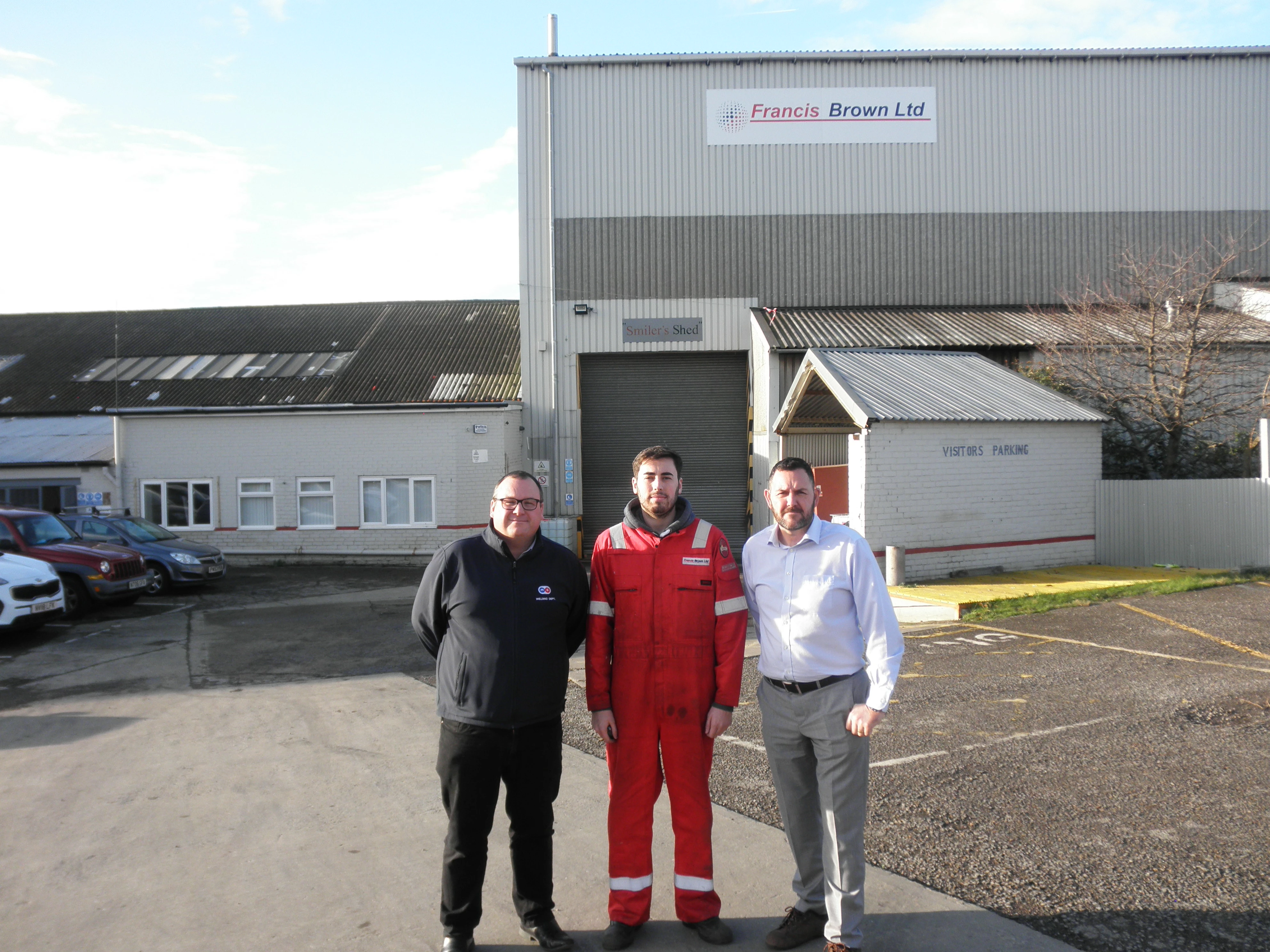 The picture left to right shows, Kevin Dunn, Curriculum team leader Welding, Fabrication and commercial engineering training courses at Middlesbrough College, Sam Shea, apprentice, and Mark Roddy, Managing Director at Francis Brown.