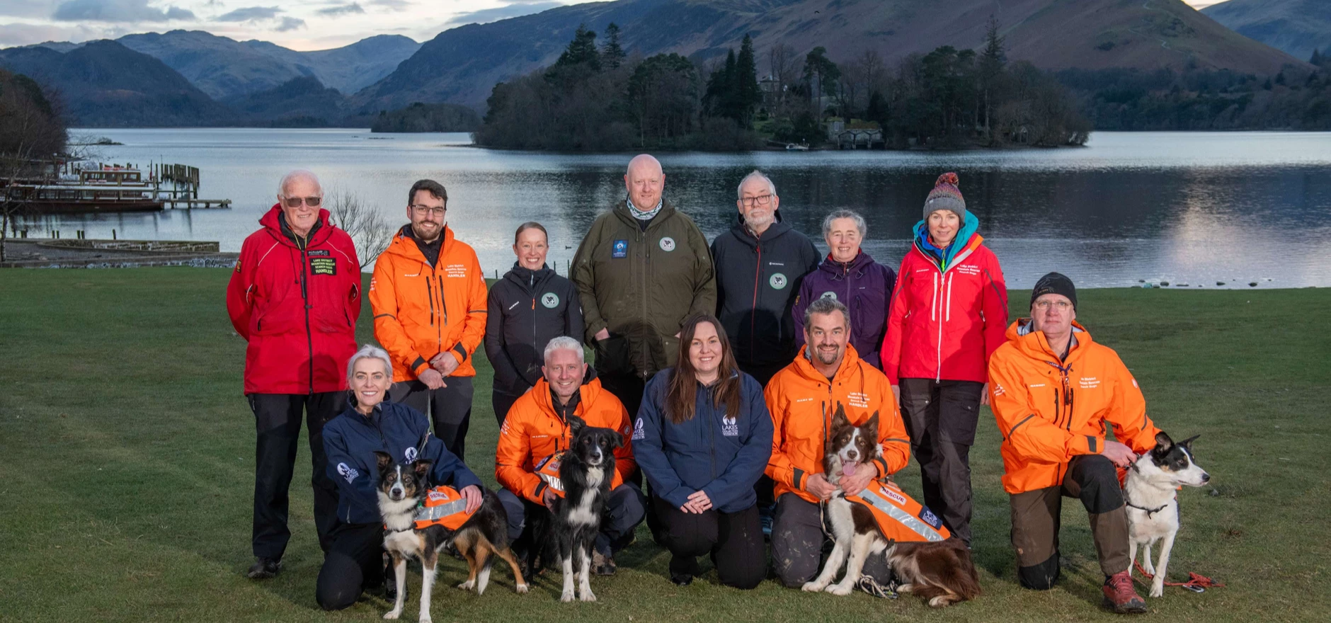 1. Jade Earley and Scarlett Betts from WCF Pet & Equestrian with members of the Lake District Mountain Rescue Search Dogs Association at Derwentwater, Keswick.jpg