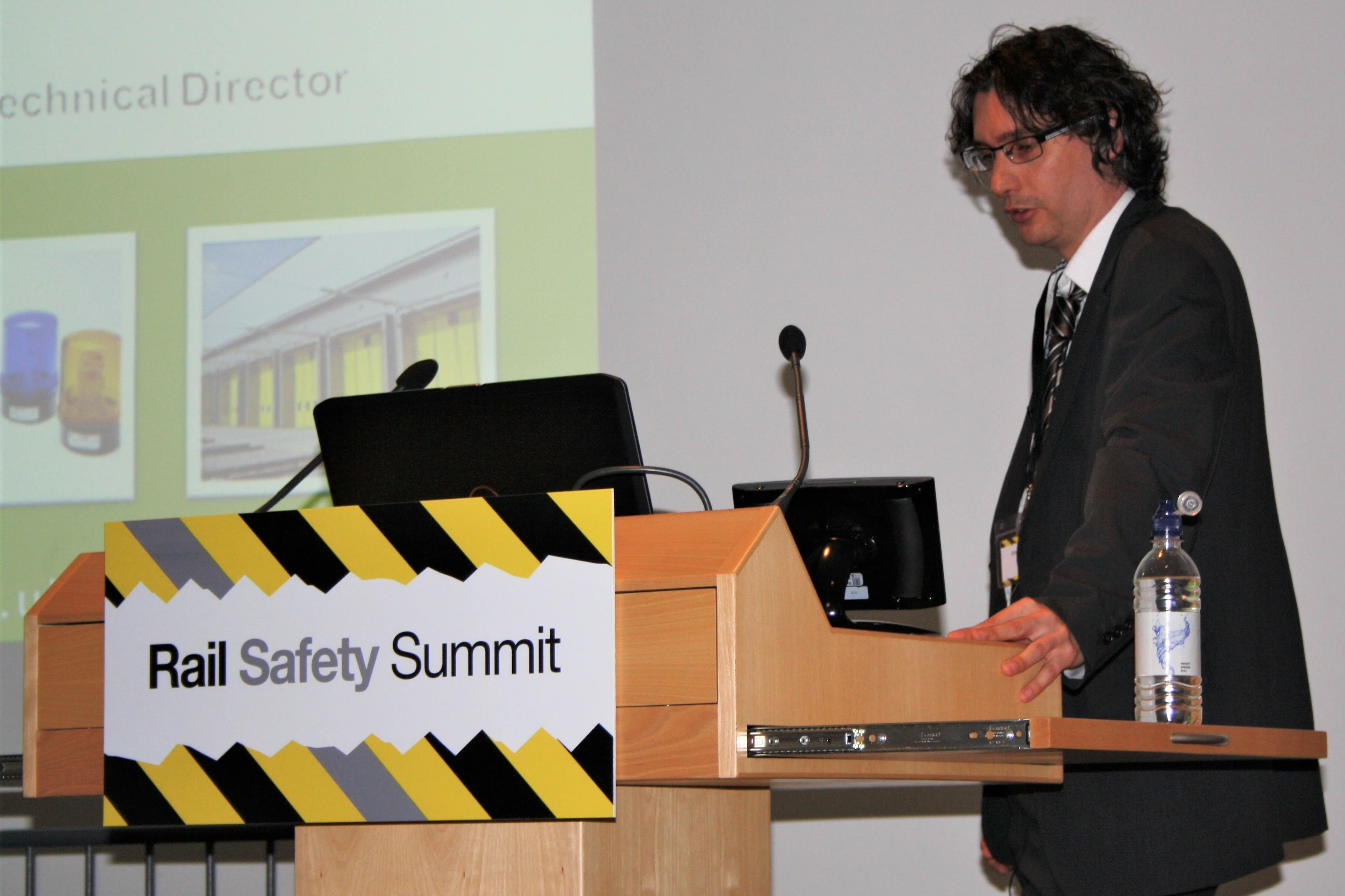 Zonegreen's technical director, Christian Fletcher, addressing the rail industry. 