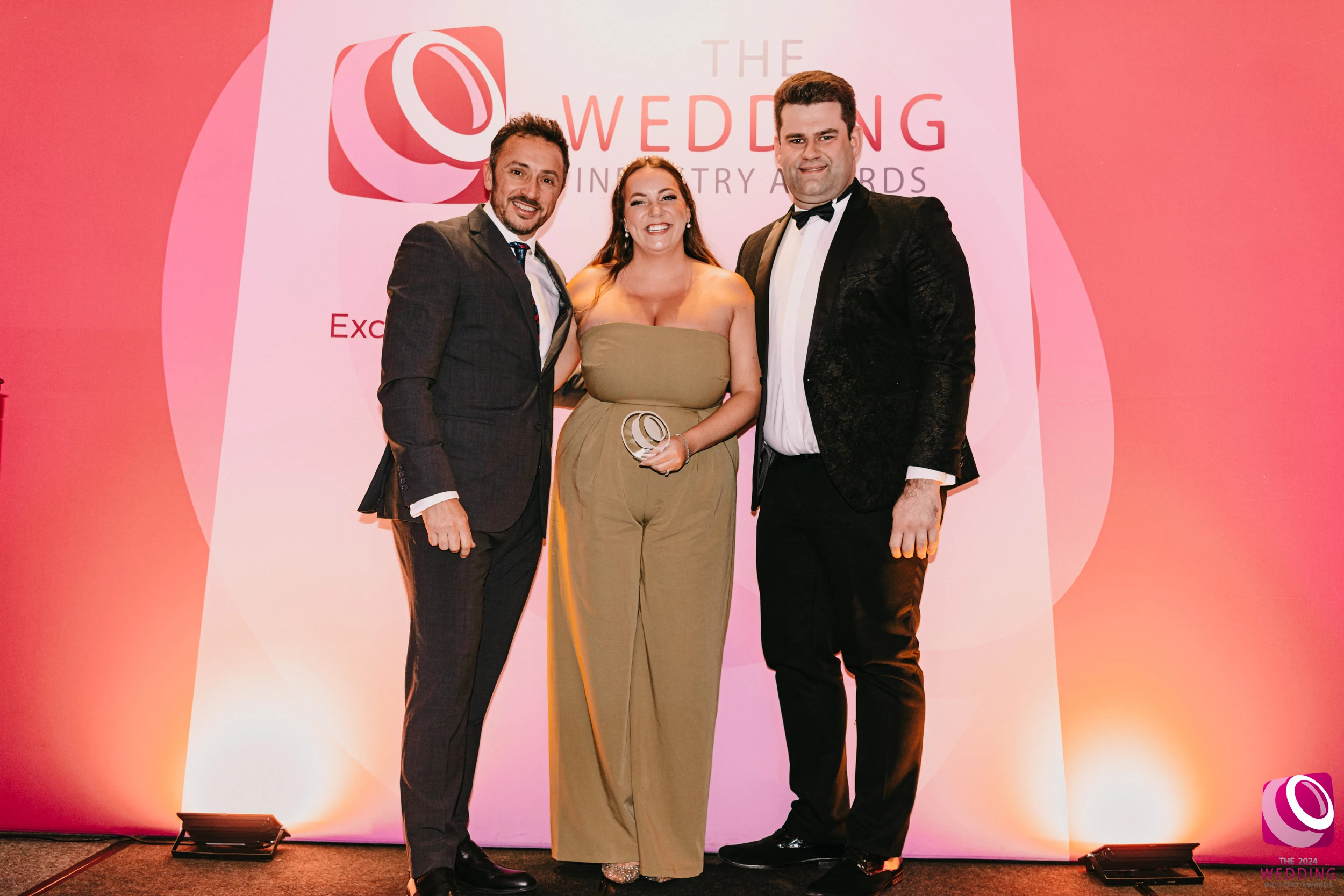 Wedding and events manager Staci Williams with deputy manager Dan Brennan (right) and TWIA Founder and Chairman of the Judging Panel Damian Bailey (left)