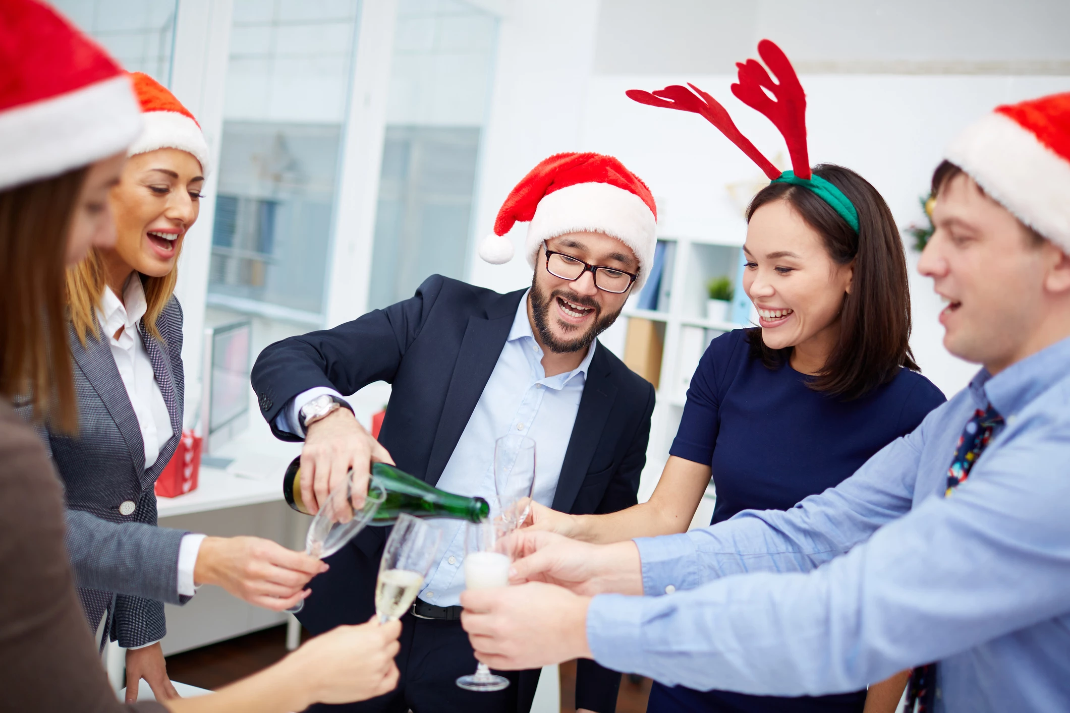 Mad Friday Office workers celebrate Christmas