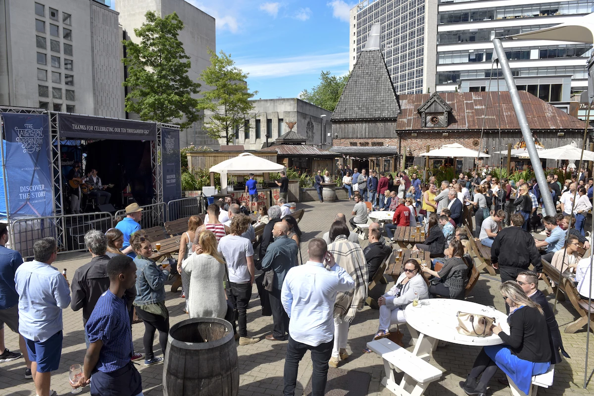Crowds at the Oast House in Spinningfields.