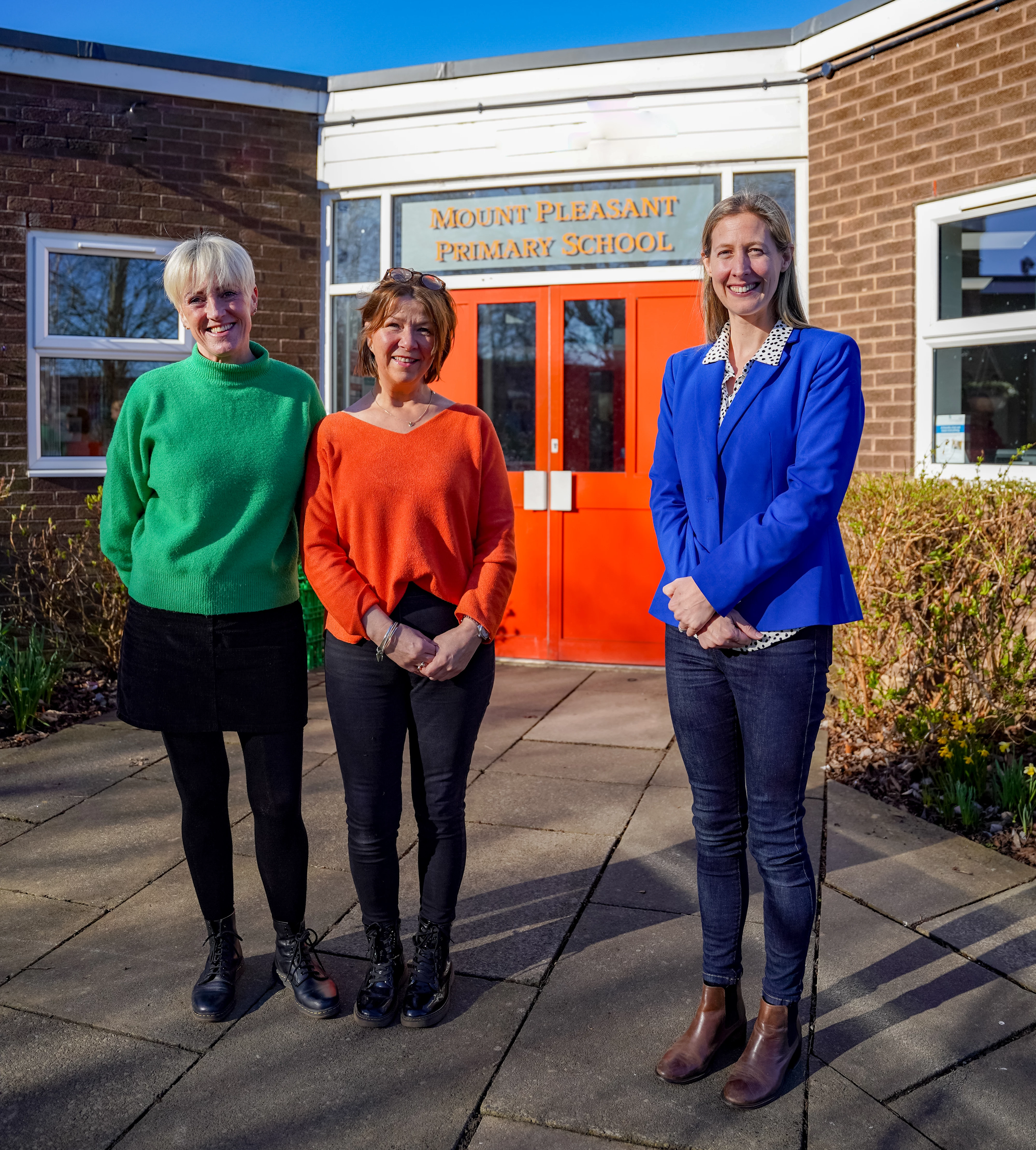 (L-R) Joanne Blackham, headteacher at Mount Pleasant Primary, Claire Cantwell, education lead at The Headlight Project and Charlotte Nichols, MD of Harvey & Hugo