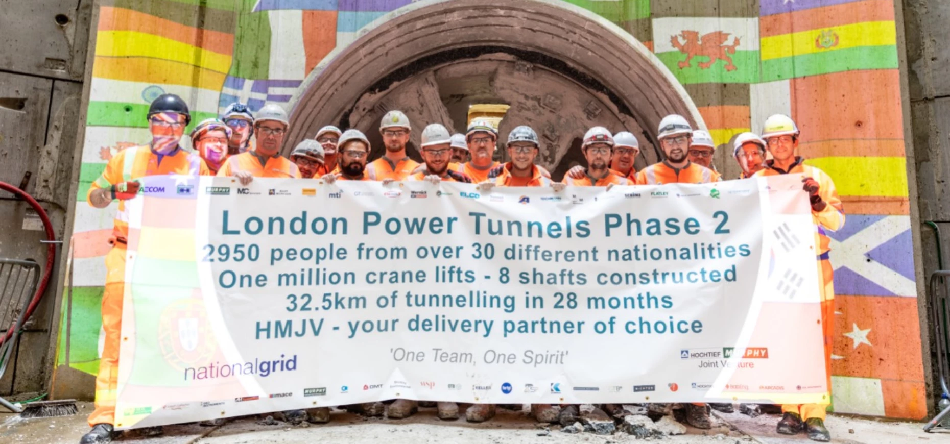 The team from the National Grid's London Power Tunnels project celebrate their latest breakthrough