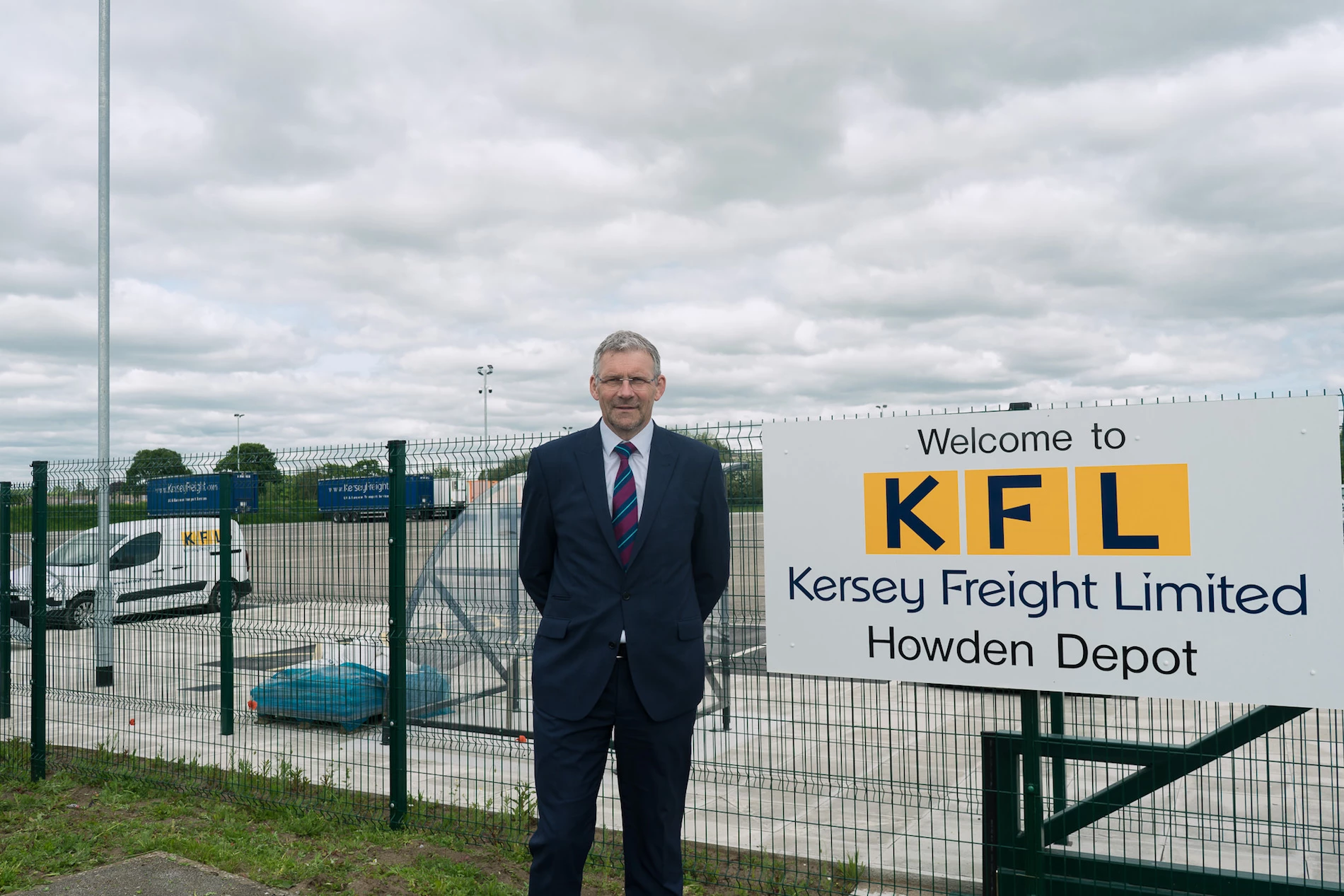 Ian Hodges, managing director of the Horncastle Group PLC, outside Kersey Freight’s new Howden depot. 