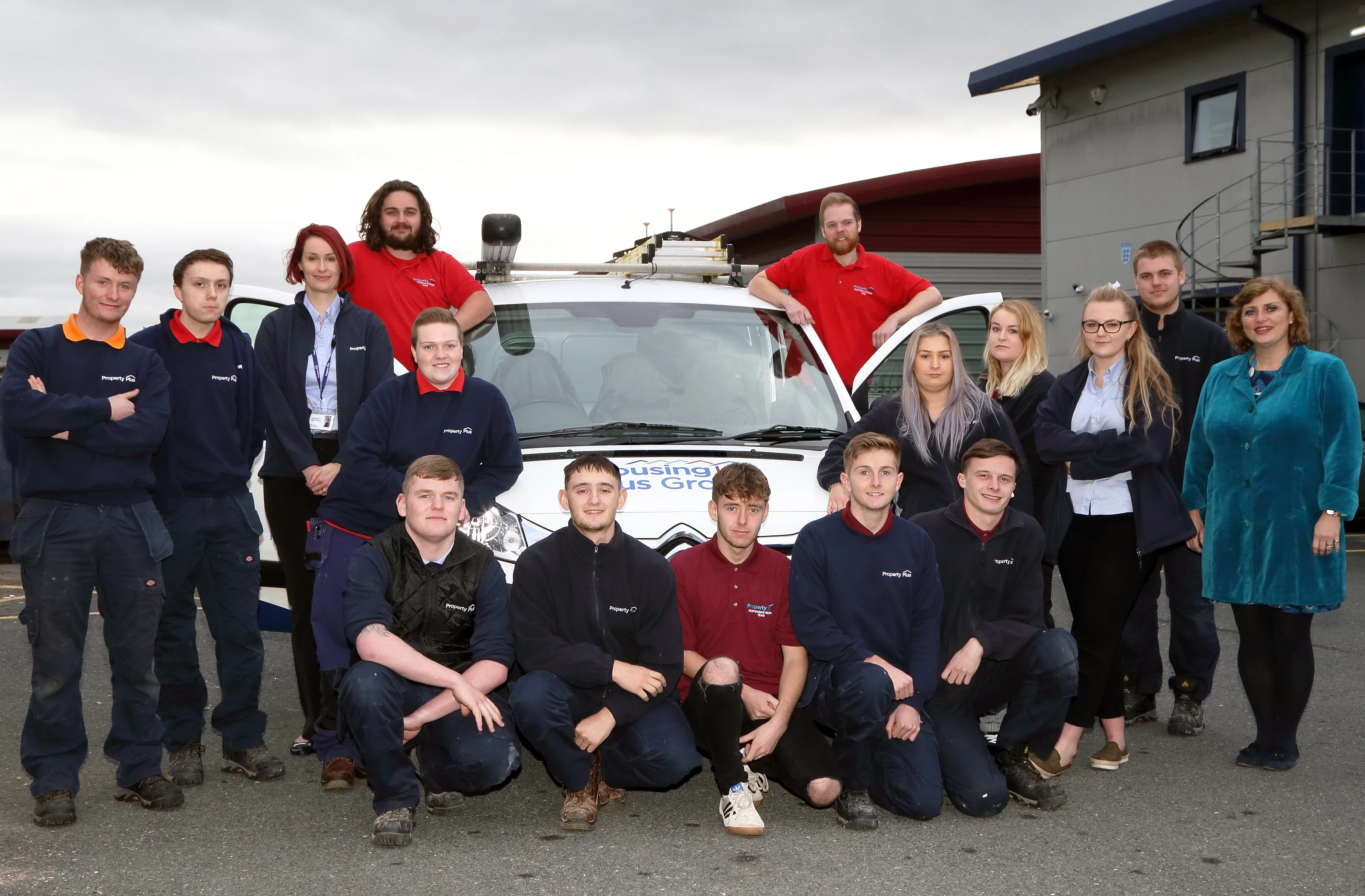 Housing Plus Group chief executive Sarah Boden (right) with some of the Group's apprentices