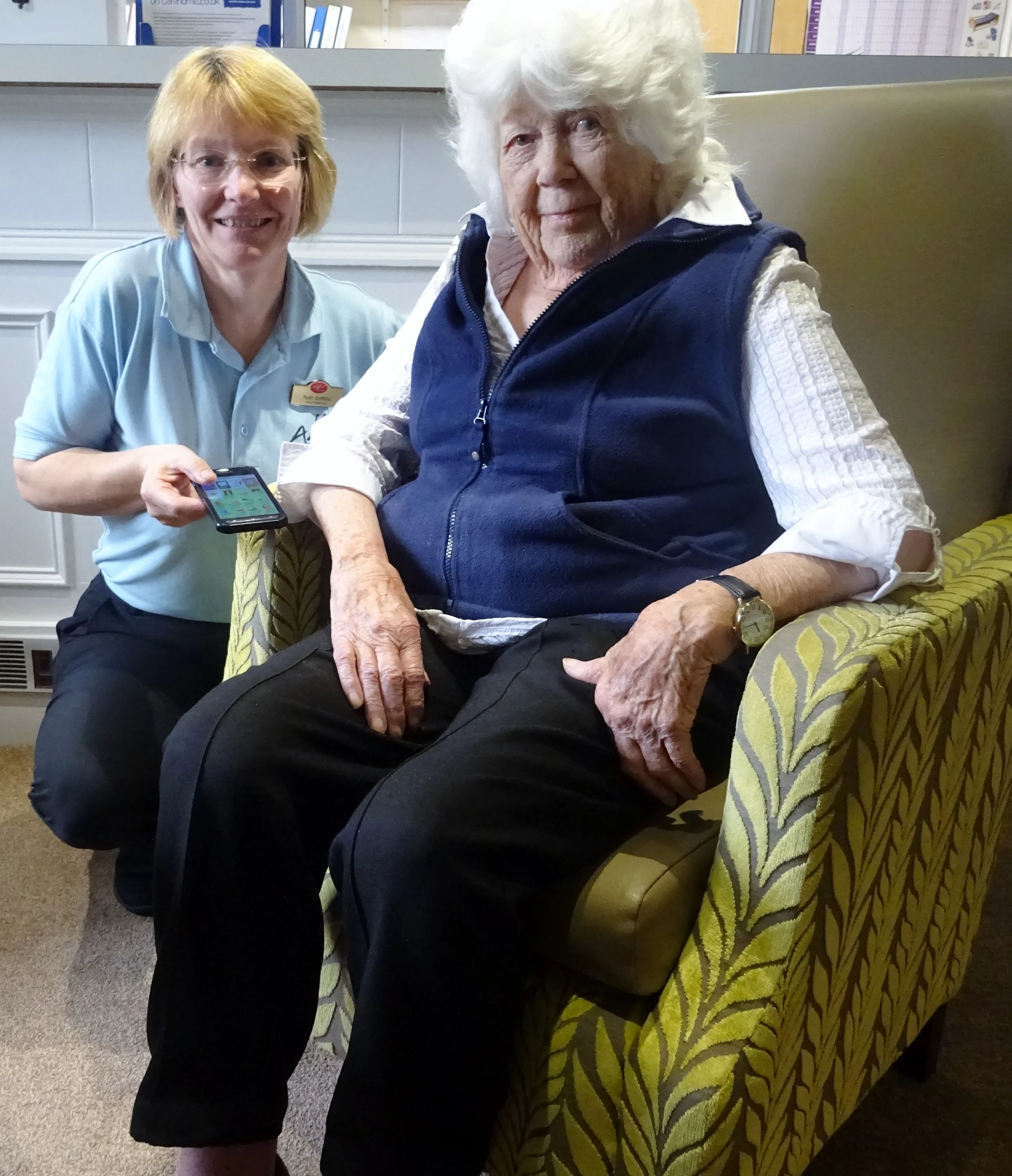 Care assistant Ruth Griffiths and Ashbourne Lodge resident Joan Stanton