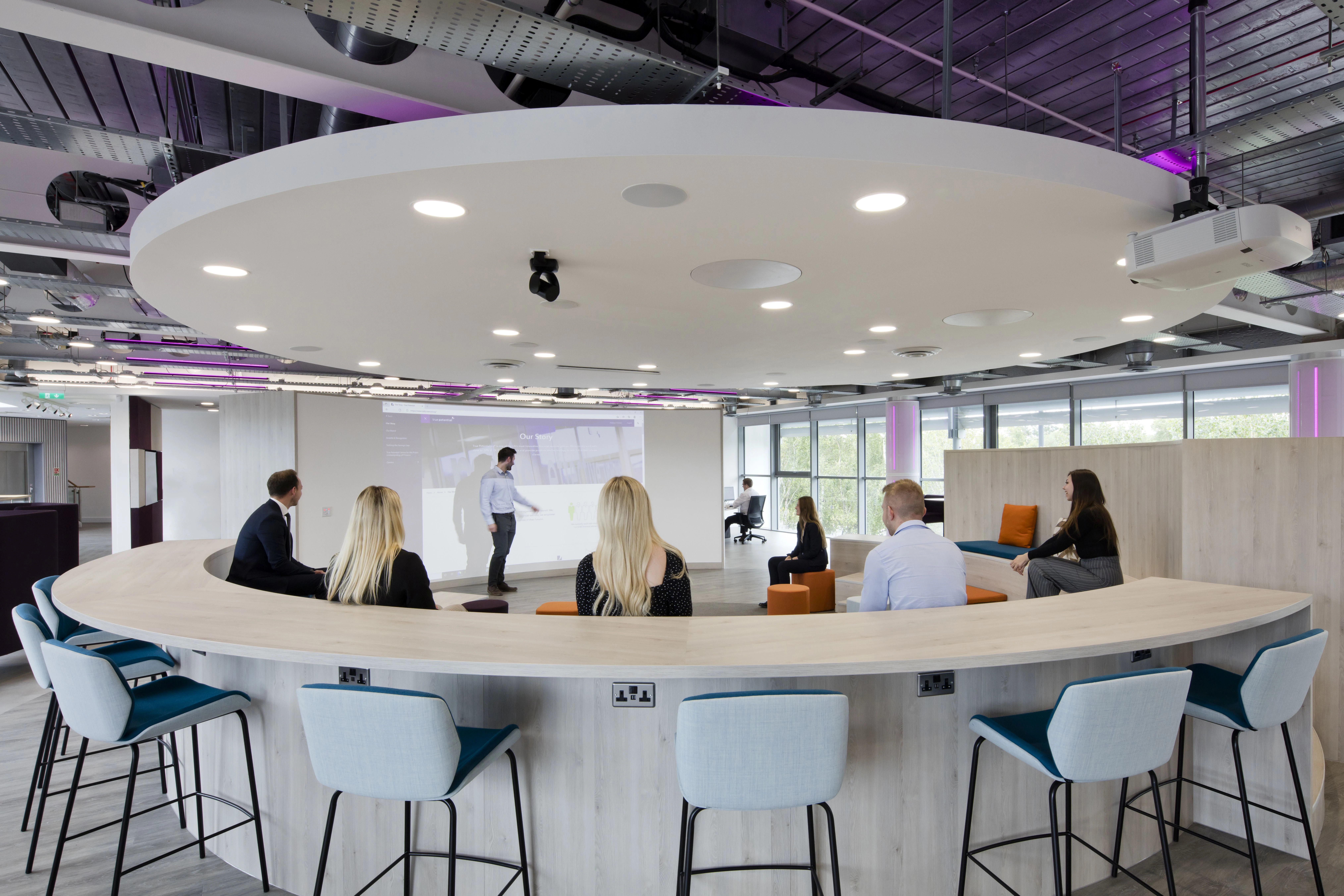 Settings from amphitheatres to dining booths and boardrooms to café space all allow for social distancing.