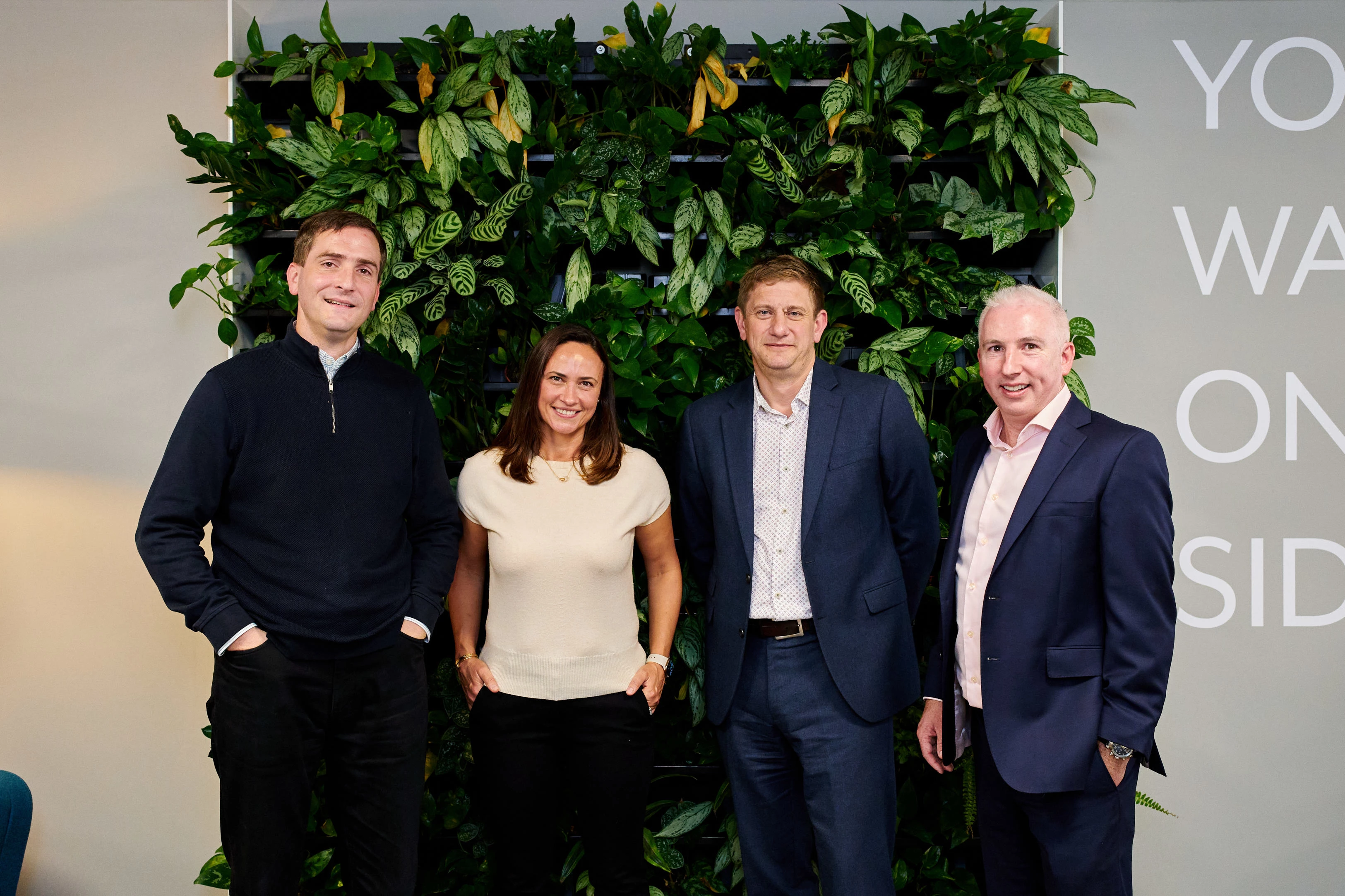 Picture shows (L-R): David Wrench, partner at YFM); with the Vuealta team comprising Jayne Stone, head of marketing, Adam Bimson, CCO, and Ian Stone, CEO. 