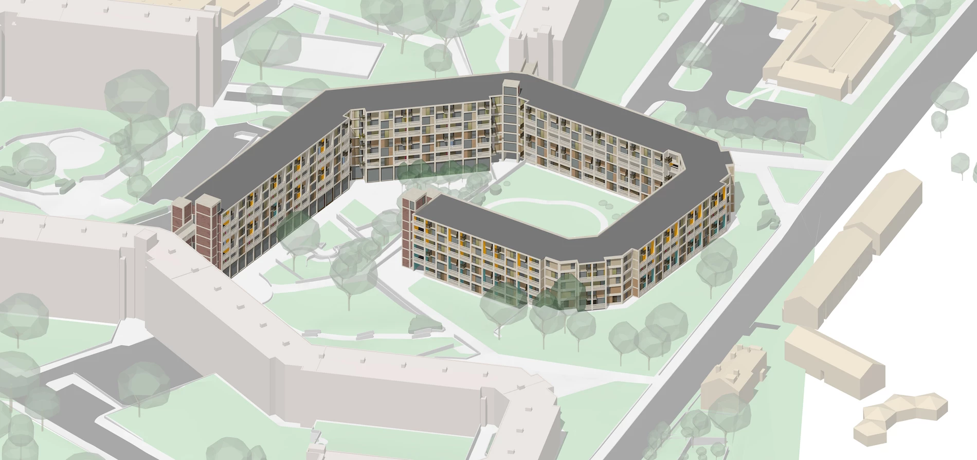 An artist's impression of the new student accommodation in Phase 3 of the Park Hill redevelopment.