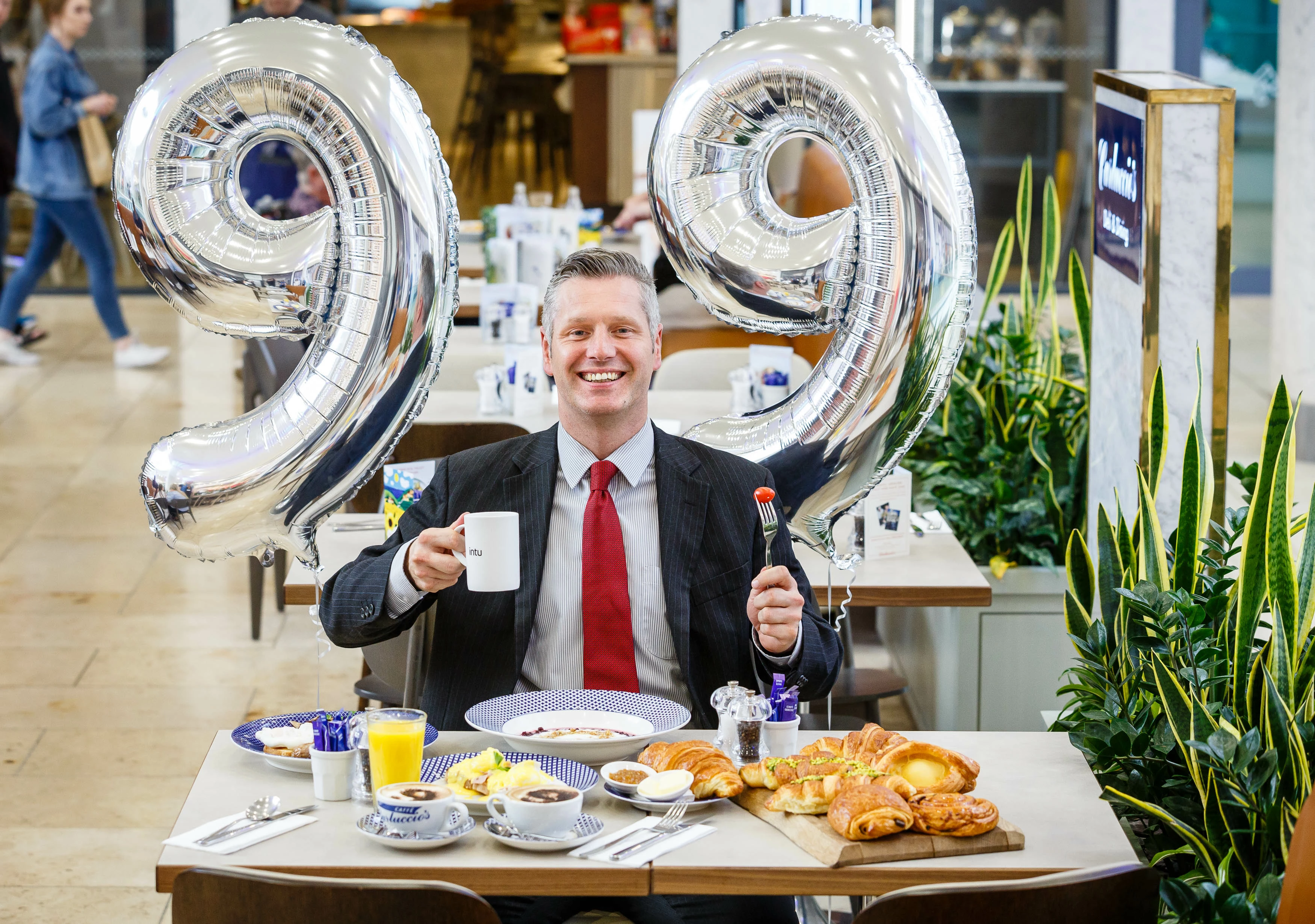 intu Metrocentre's general manager Gavin Prior enjoys an early breakfast at Carluccio's