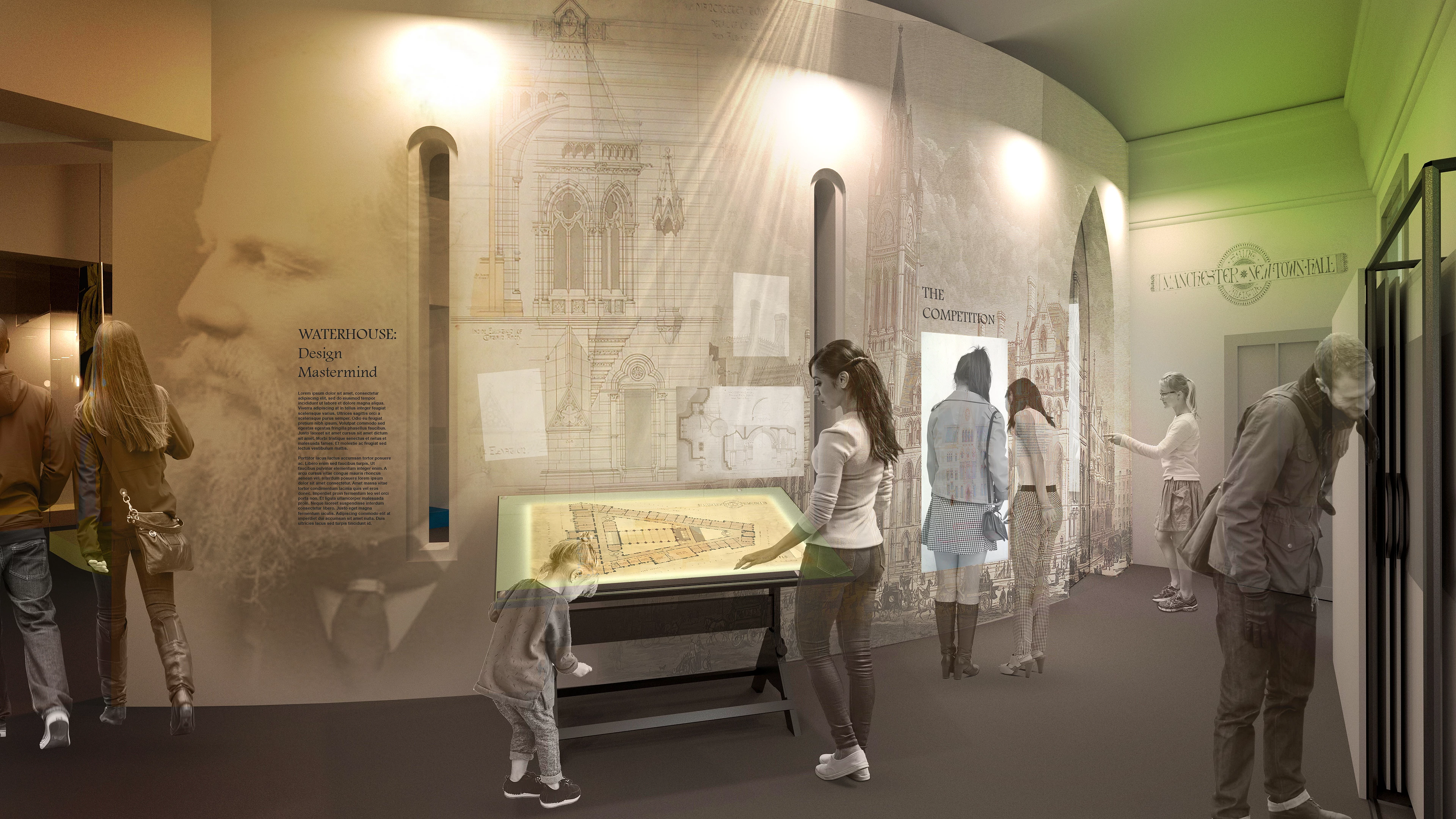 Mather & Co's visual envisioning how the exhibition may look