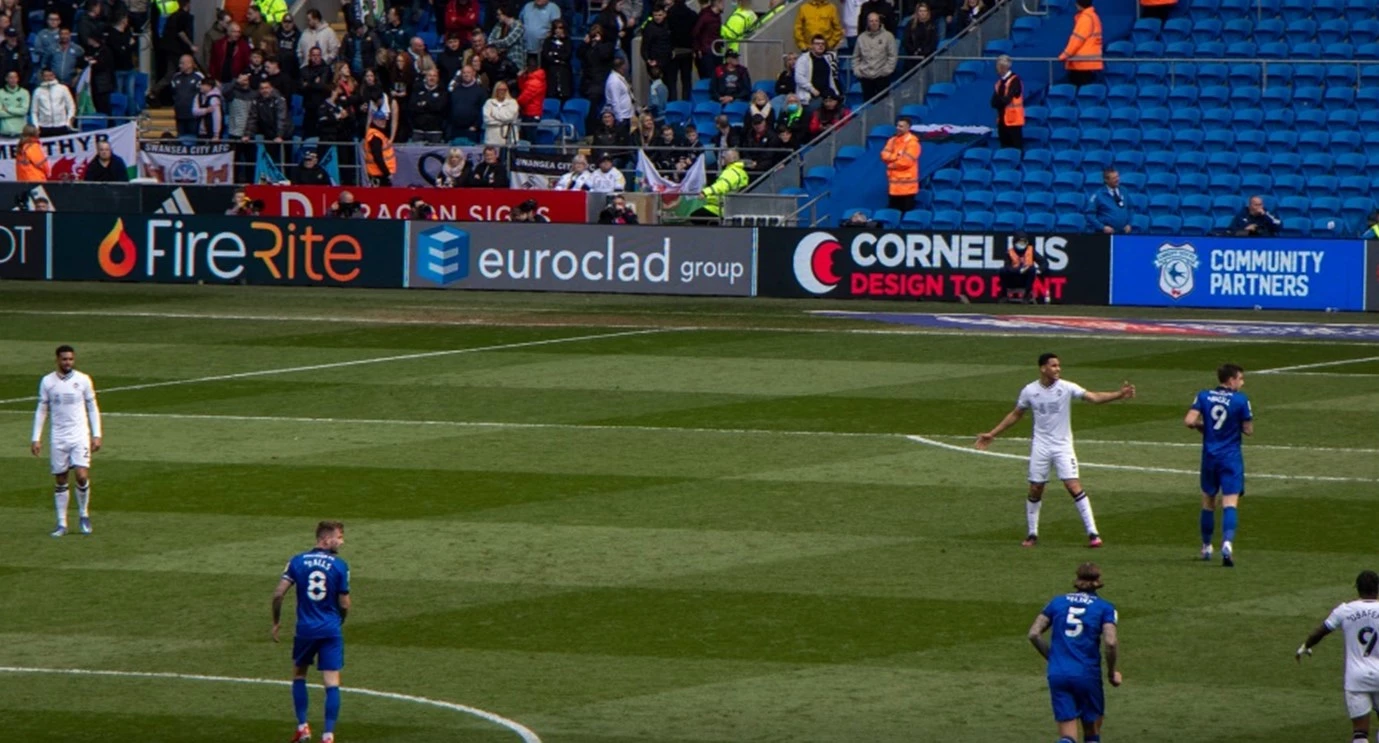 Euroclad branding lights up Cardiff City's Perimeter LED displays