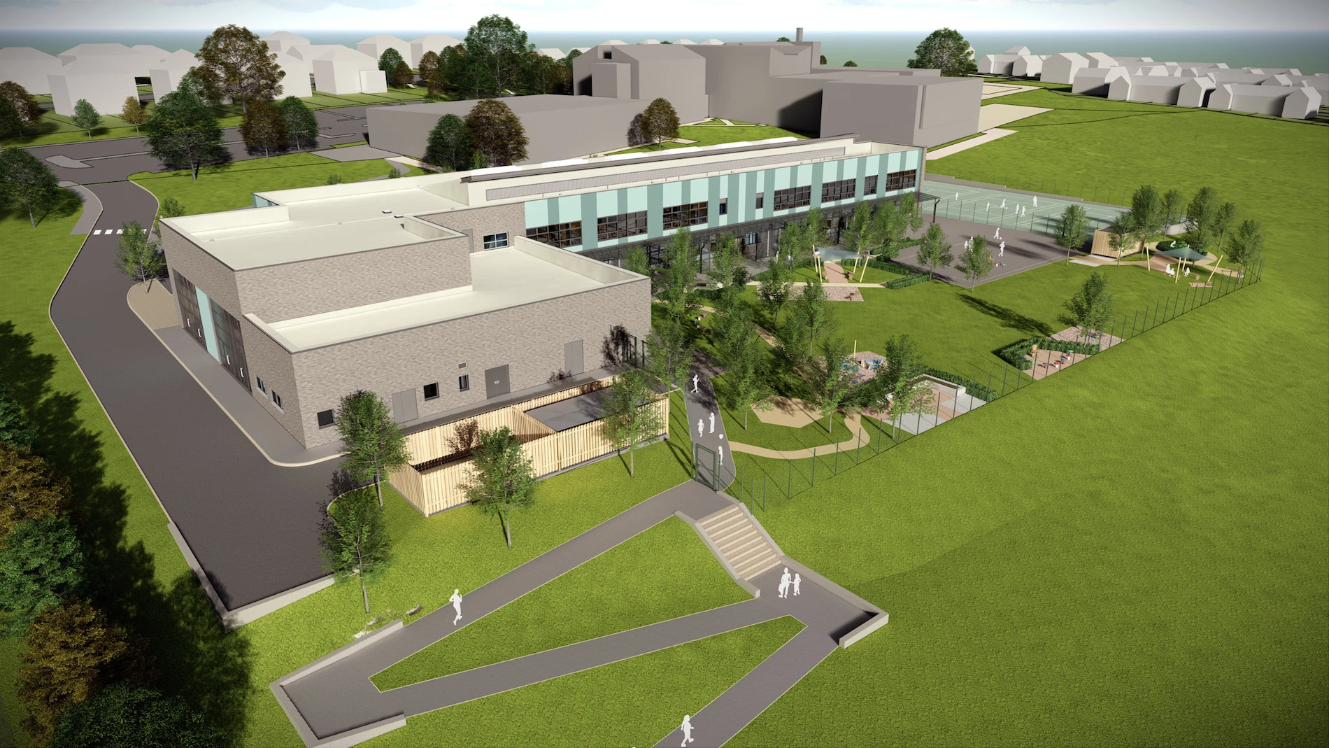 CGI of the Beaumont Primary Academy in Huddersfield.