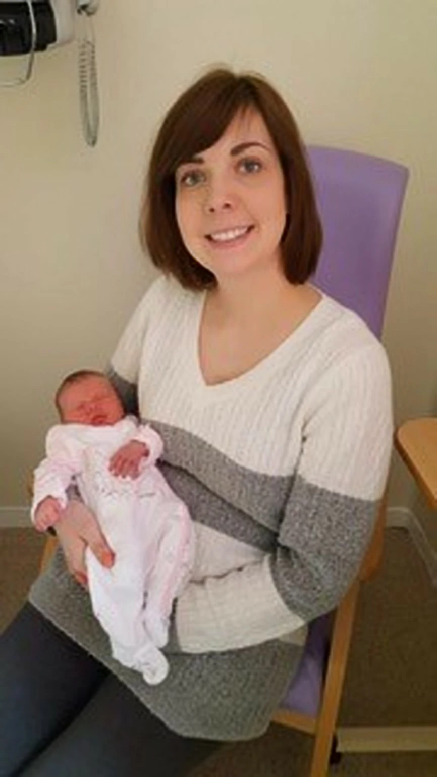 Stephanie Kendall with Evie Grace Abigail Kendall, who she named after Coombe Abbey Hotel after going into labour at the venue.