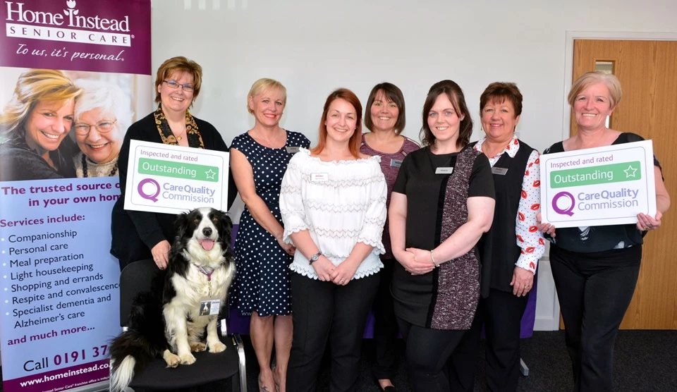 The Home Instead Durham team (from left) Trudi Jameson, Paula Turnbull, Helen Armstrong, Sue Asken, Vicky Metcalfe, Annette Connor and Sharon Pennock. At the front is chief barketing officer Geordie