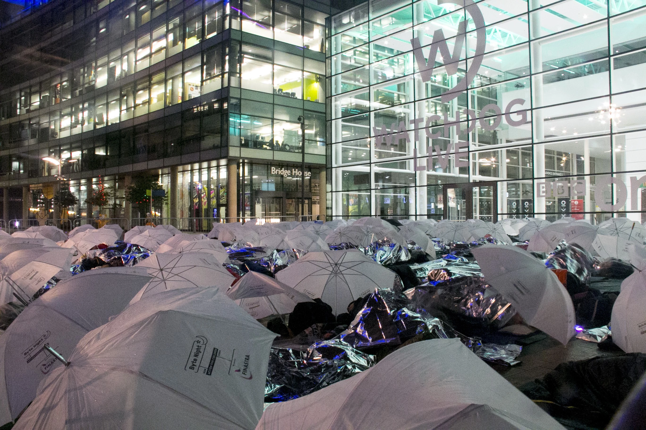 Action for Children’s ‘Byte Night North West 2017’ saw 136 local business people sleeping rough at MediaCityUK