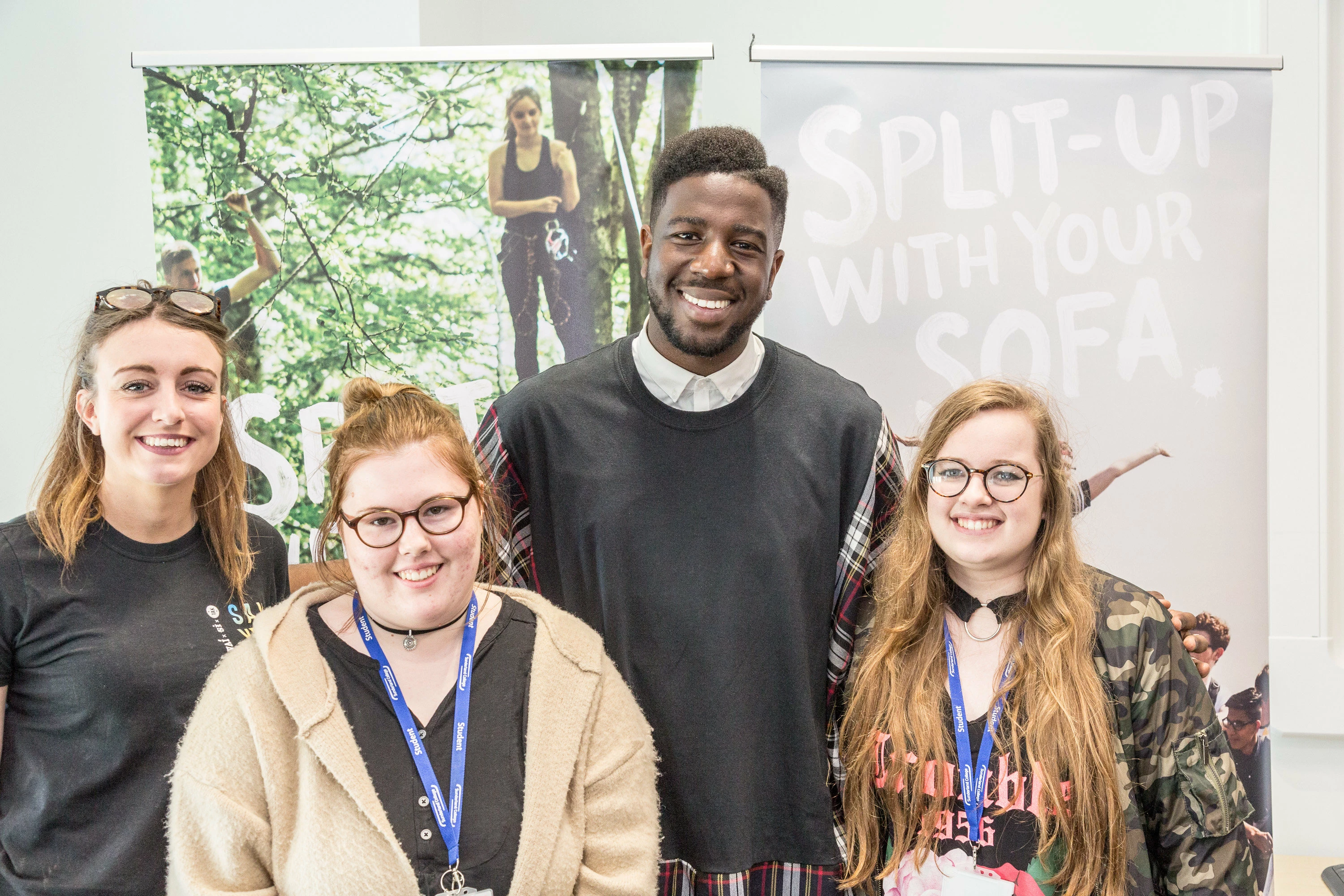 Jermain Jackman with NCS recruitment coordinator Katie McCluskey and Sunderland College and NCS graduates Eva-May Beattie and Chloe Sutton