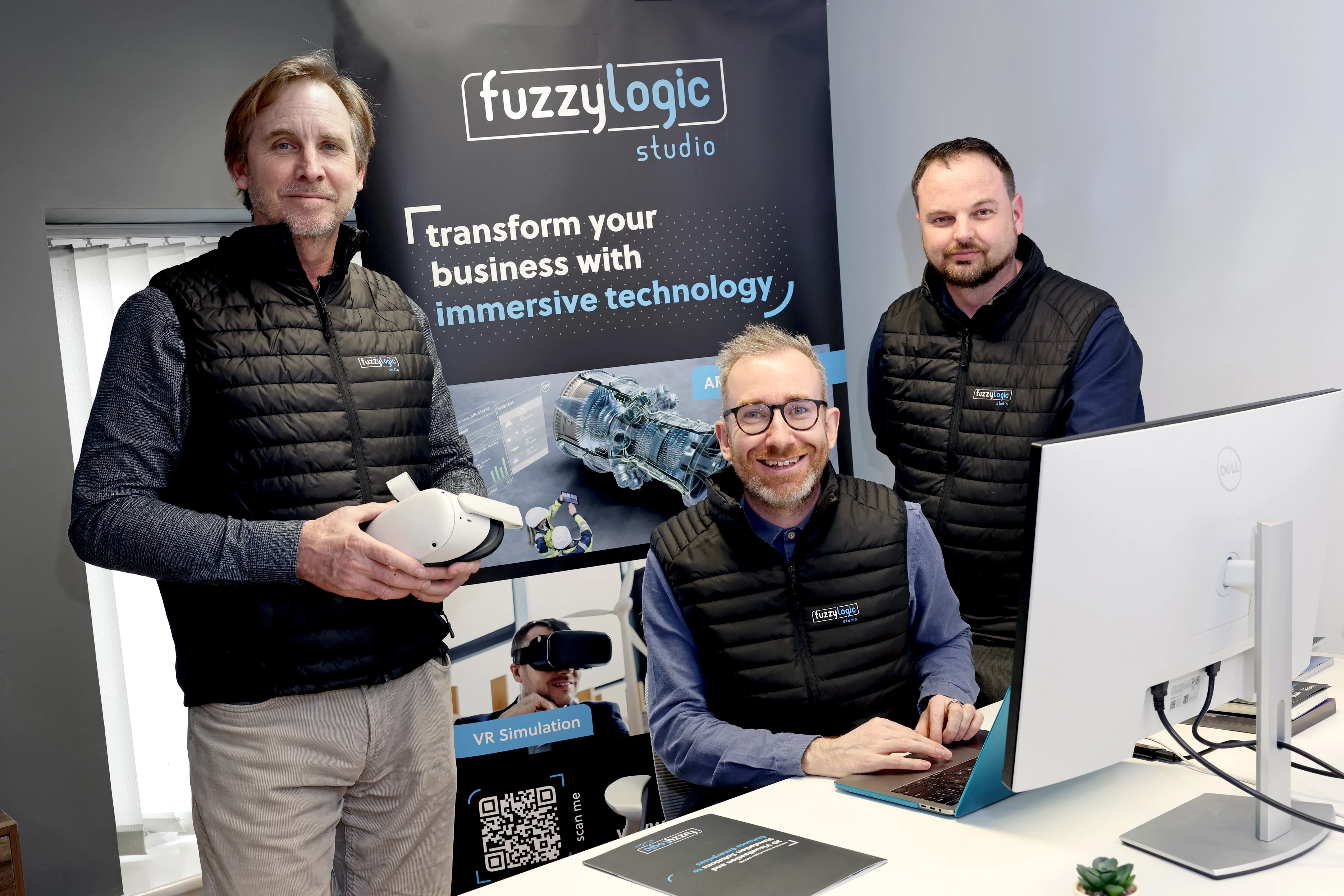 Harvey Trent, Director of Fuzzy Logic Studio; Andrew Young, Director of Fuzzy Logic Studio; and Peter Routledge, Head of Learning Design.