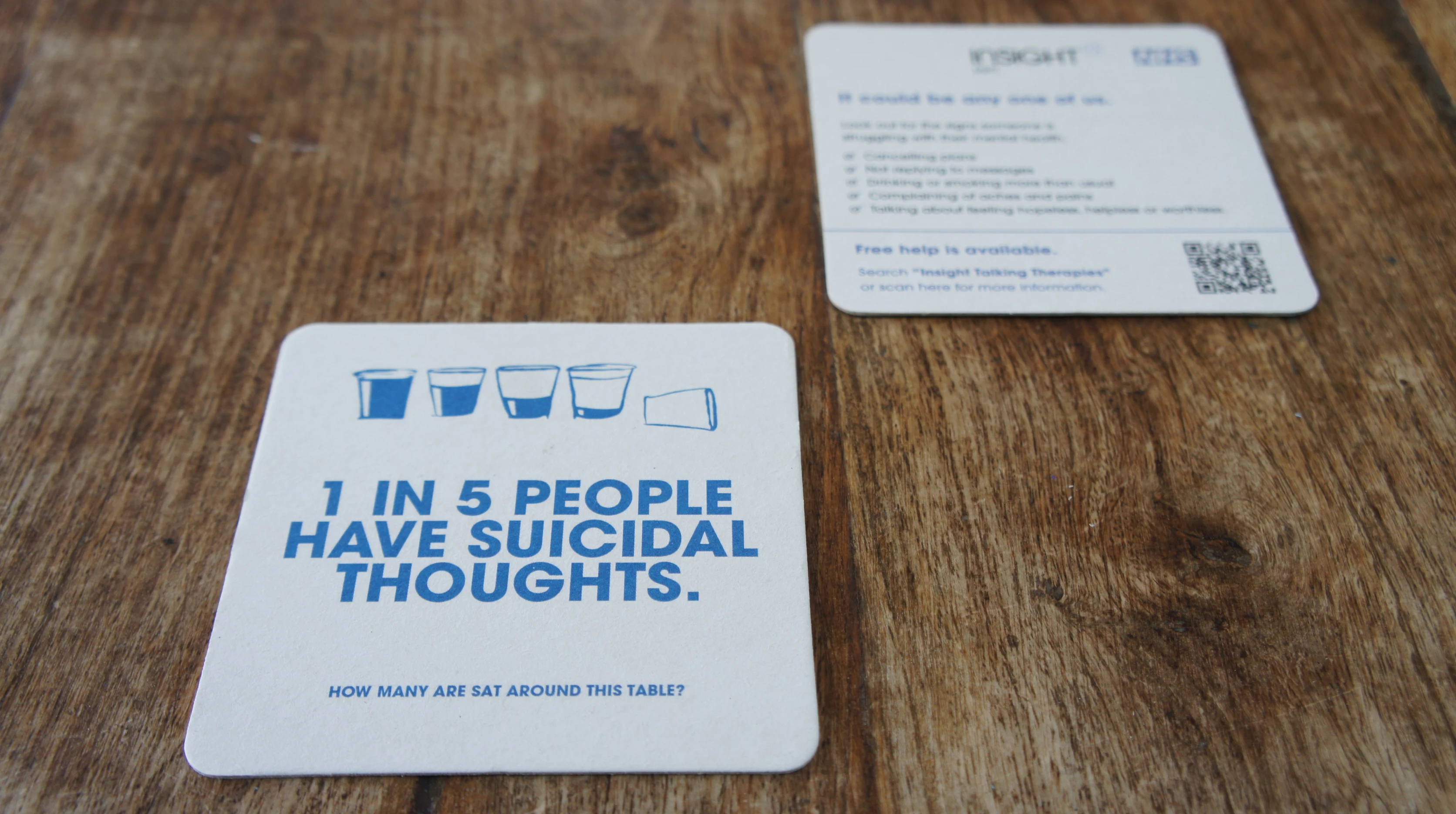Beer mats from Insight IAPT in pubs across the area will help raise awareness of the new campaign