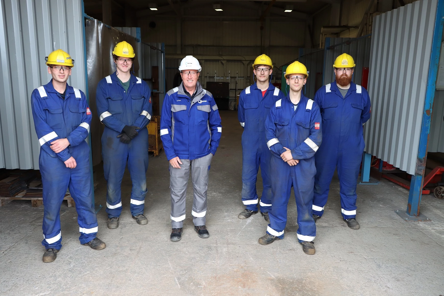 Photo caption: left to right: Some of the eight welding qualified apprentices at Wilton with CEO Bill Scott (third from the left), Jake Churchill, Matthew Carling, Aaron Willingham, Jamie Hutchinson and Alex Singleton