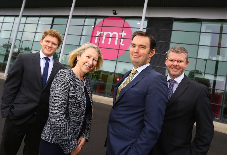 Adam Ballantyne with RMT director Maxine Pott, head of corporate finance Michael Cantwell and head of marketing Matthew Flinders