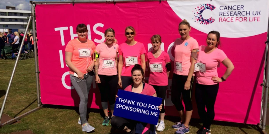 The On a Roll team after running the Race for Life 