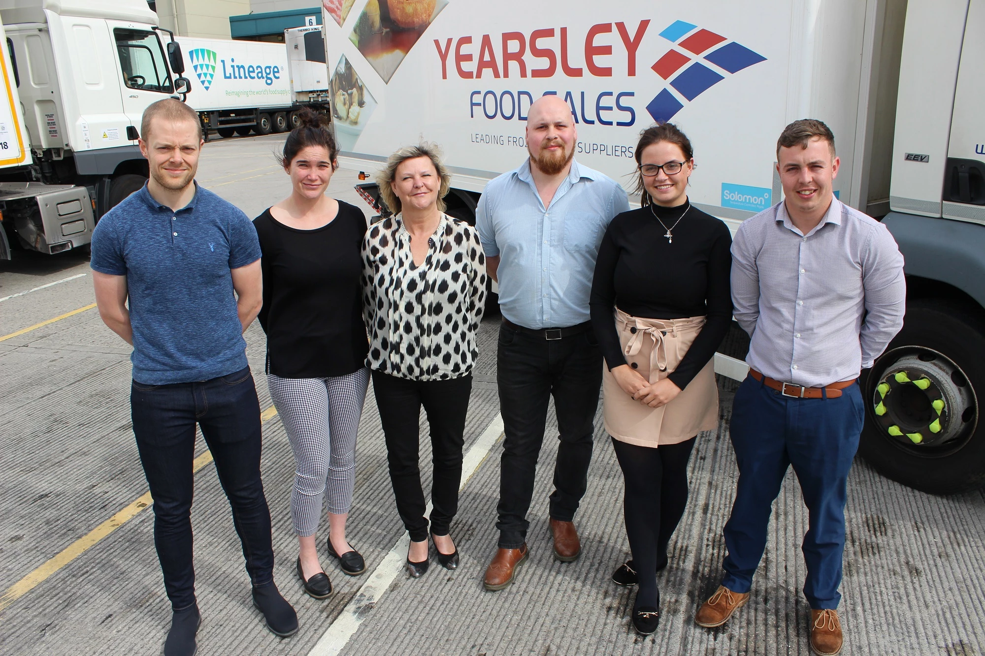 L-R Dave Williams, Katie Cullen from Yearsley Food, Kate Puc from Francis House, Elliot Leach, Chloe Marshall and Tom Scott from Yearsley Food.