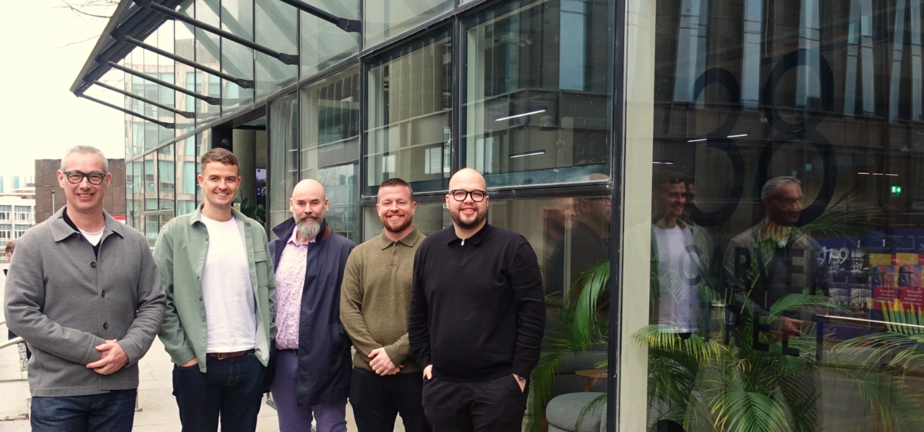 L-R director David Strong, associate Harry Davison, director Mark Jones, director James Garment, associate Jake Adams.JPG