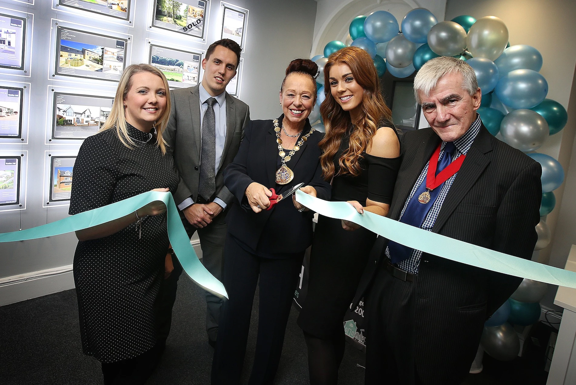  Bradley Hall operations director, Catherine Affleck, director of estate agency, Matt Hoy, Deputy Mayor councillor Lynds Scanlan, Bradley Hall Sunderland office manager Emma Graham and Honorary Alderman Mr Michael Arnott.