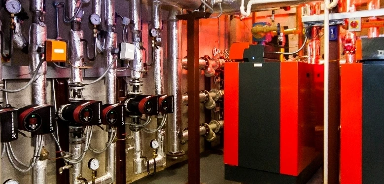 Heat Network plant room- operated and maintained by Switch2 Energy