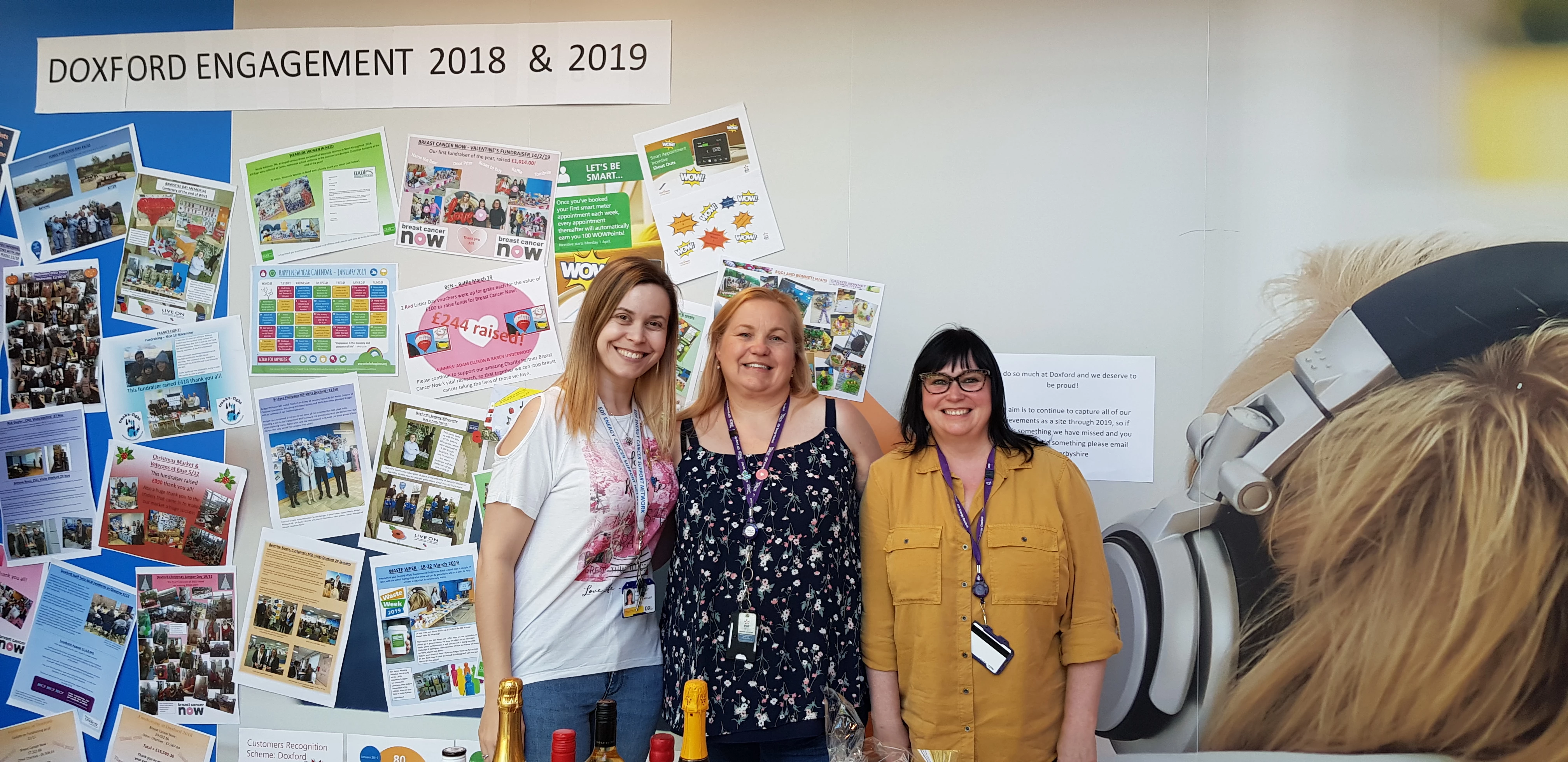 Lisa Sidney, Team Manager, Deb Henderson, Customer Service Advisor and Susie Neaber-Nessworthy, Customer Service Advisor in EDF Energy 'Wear It Pink' fundraising day