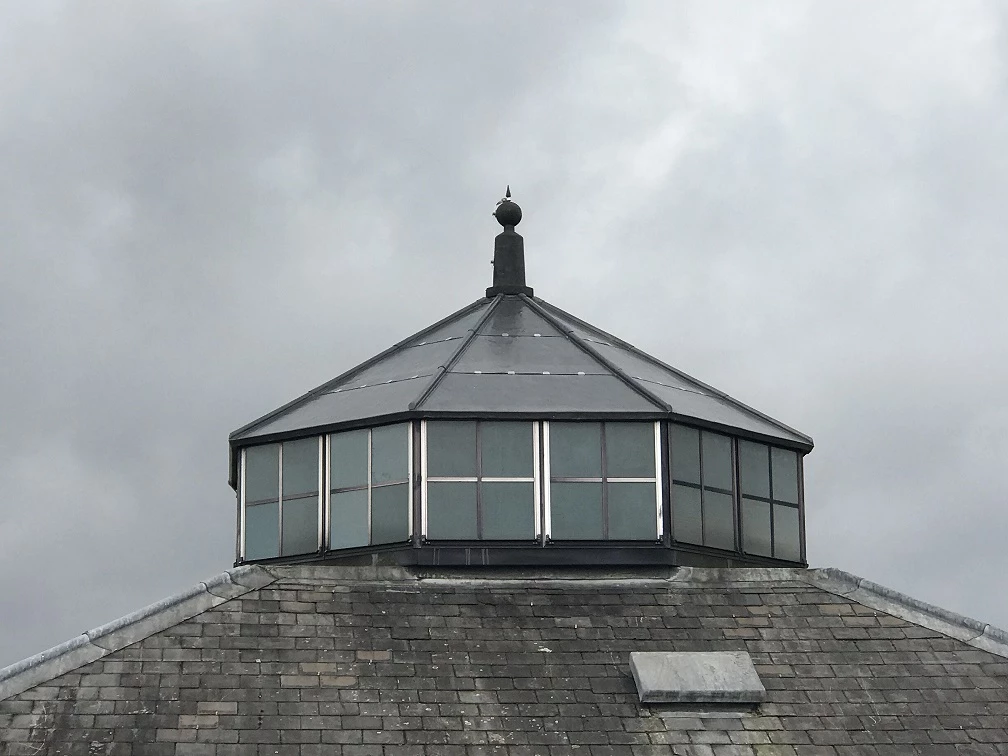 The pyramid lantern light on the roof of Buxton Opera House, restored by Martin-Brooks. 